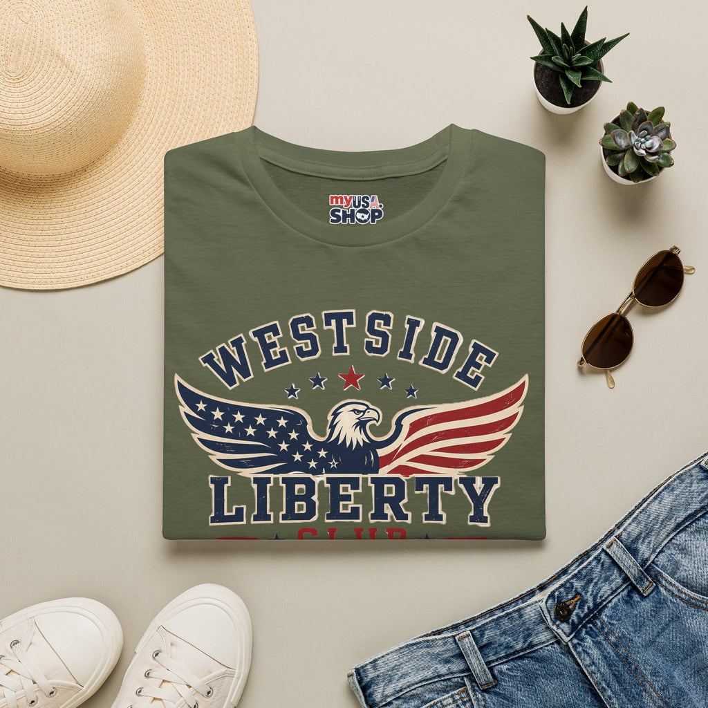 Westside Liberty Club T-Shirt — Patriotic Eagle America 250 Graphic Tee