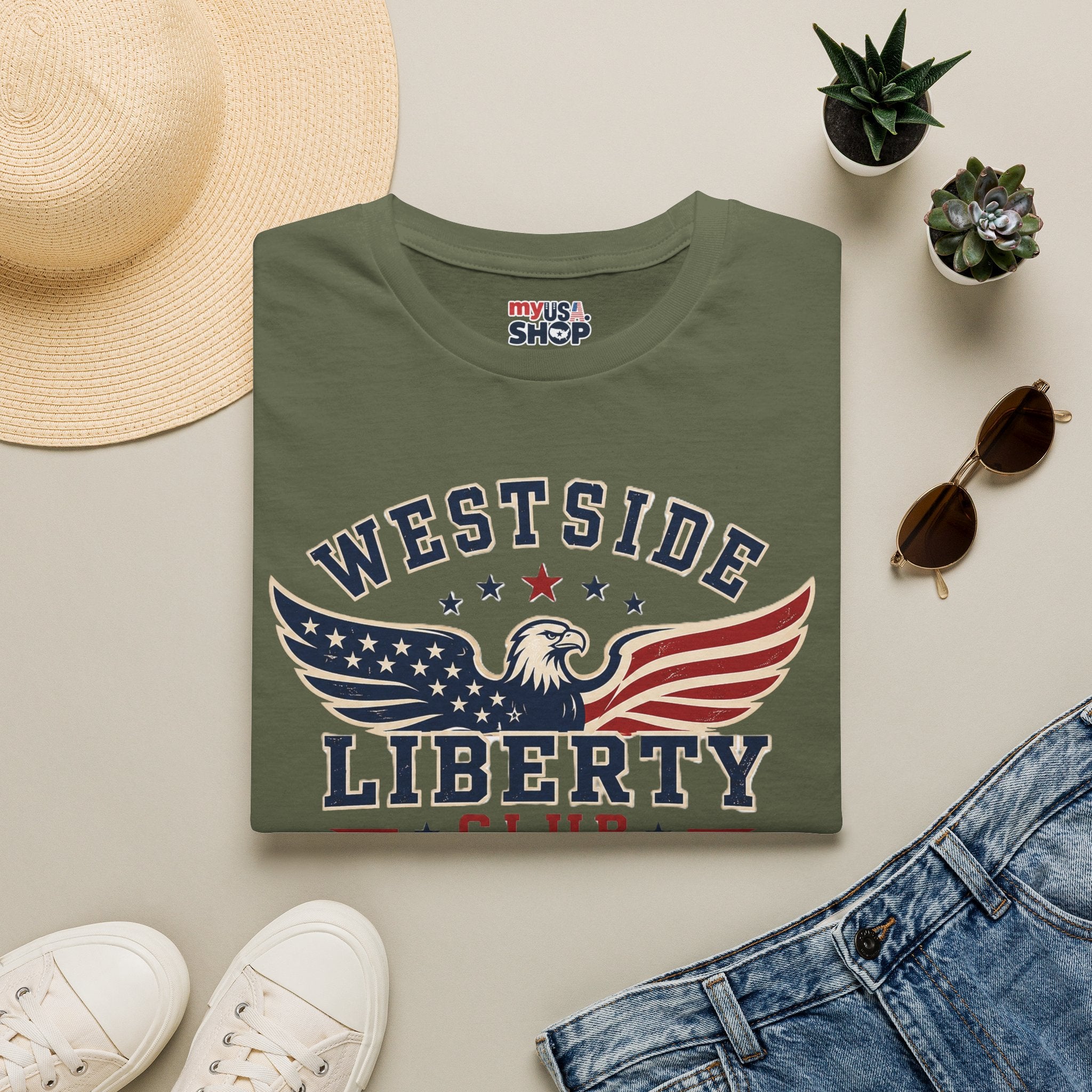 Westside Liberty Club T-Shirt — Patriotic Eagle America 250 Graphic Tee