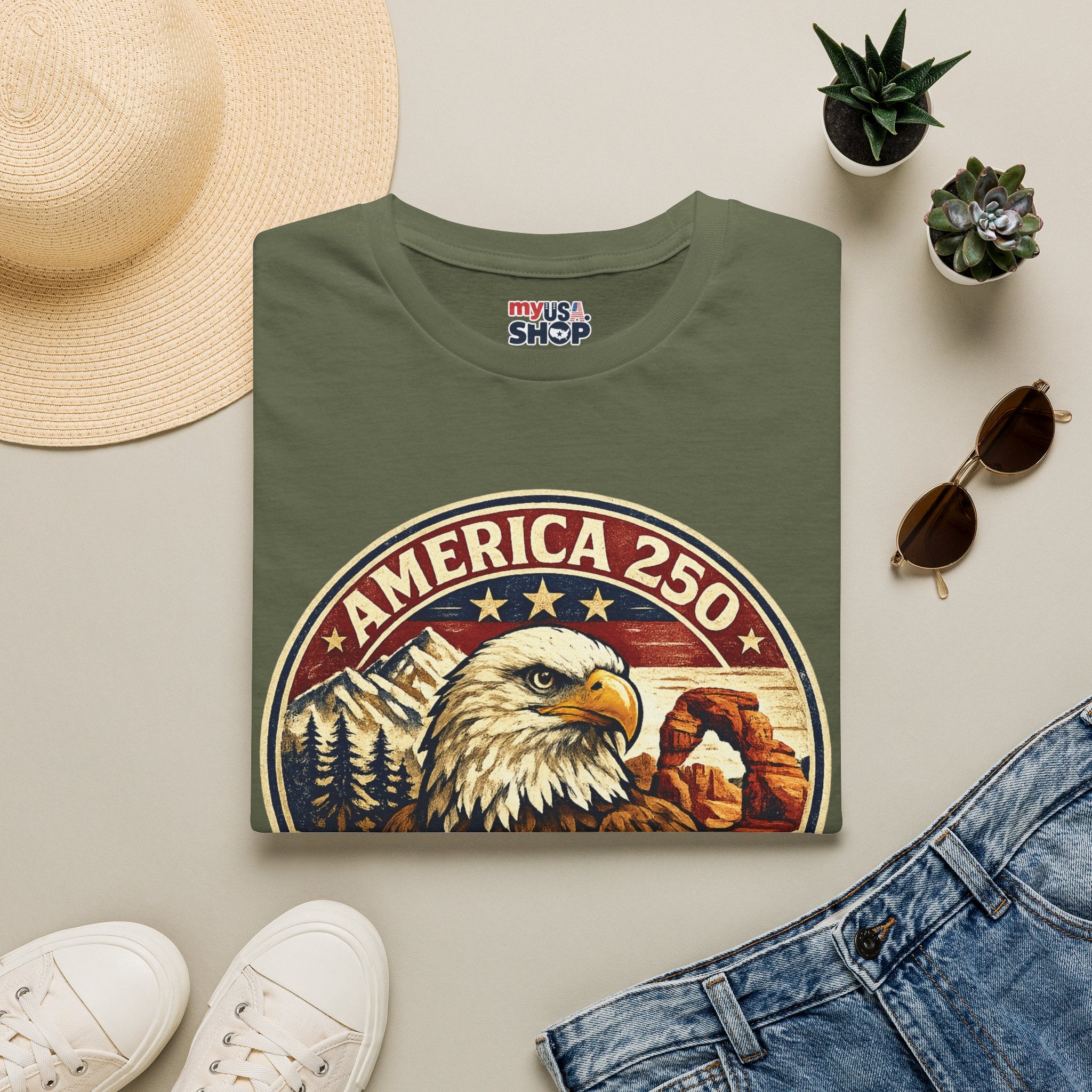 America 250 Utah State Tee — Land of Freedom Eagle Graphic Shirt