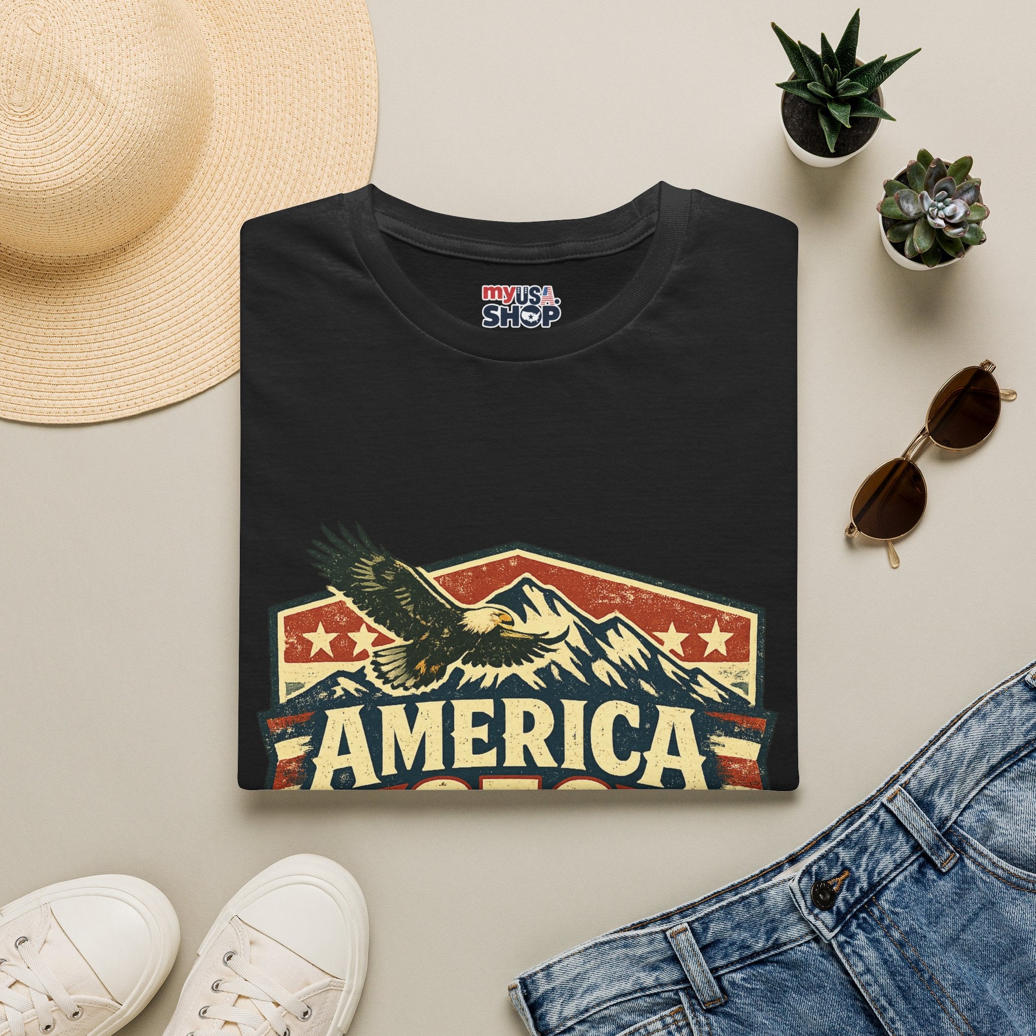 America 250 Shirt —Oregon  Mountain Eagle Wilderness Badge Tee