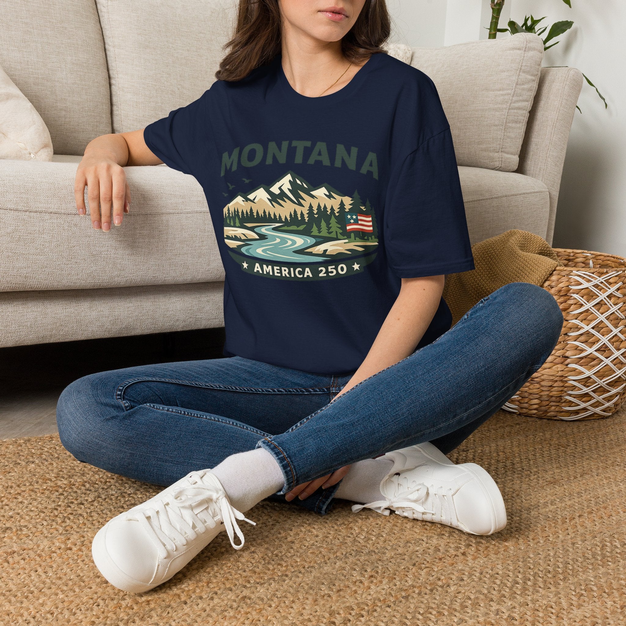 America 250 x Montana Mountain Scenic T-Shirt — Retro Nature Design