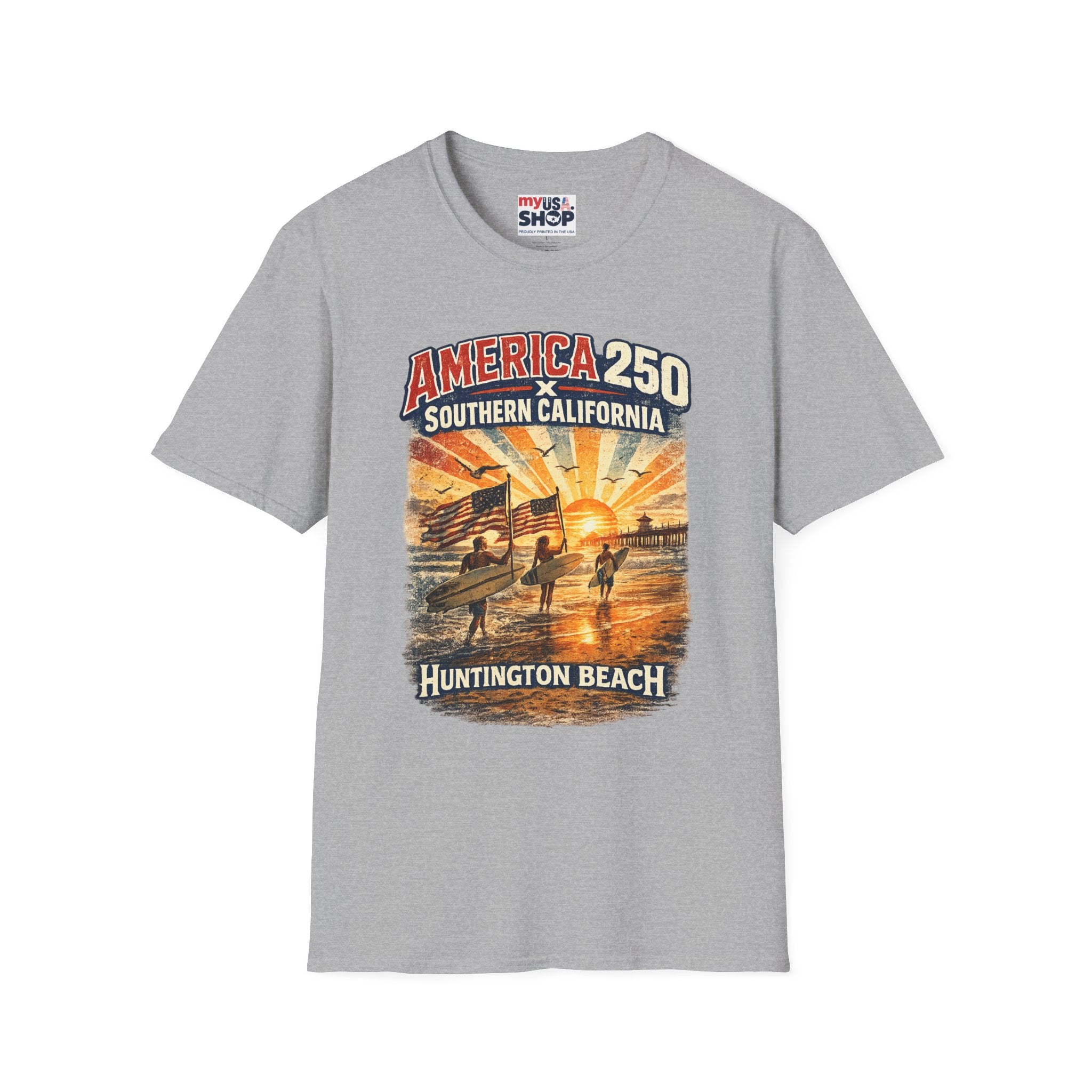 America 250 Southern California Huntington Beach Vintage Tee