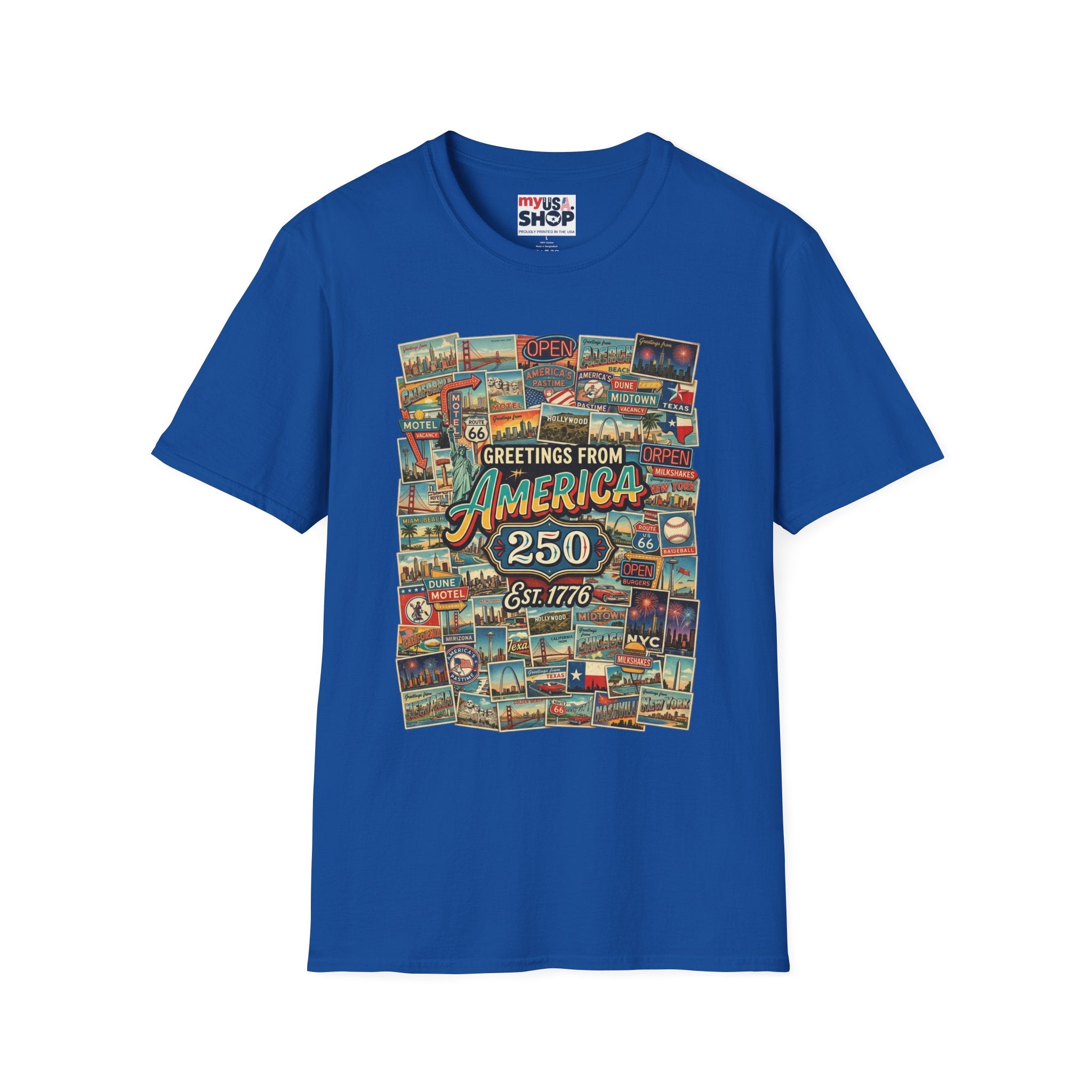 Greetings From America 250 Vintage Postcard T-Shirt Pop Culture
