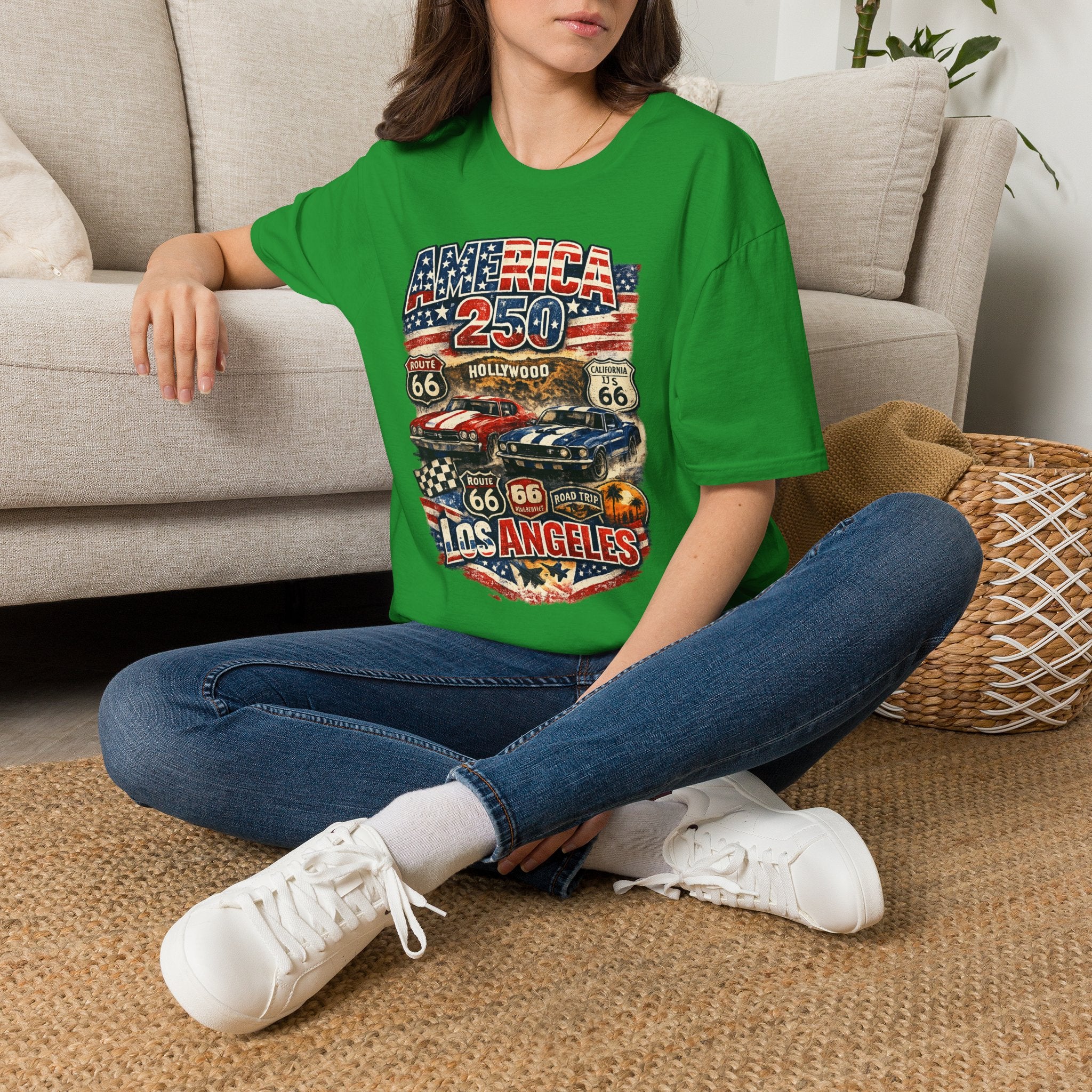 America 250 Los Angeles Route 66 Hollywood Muscle Cars Road Trip California Tee