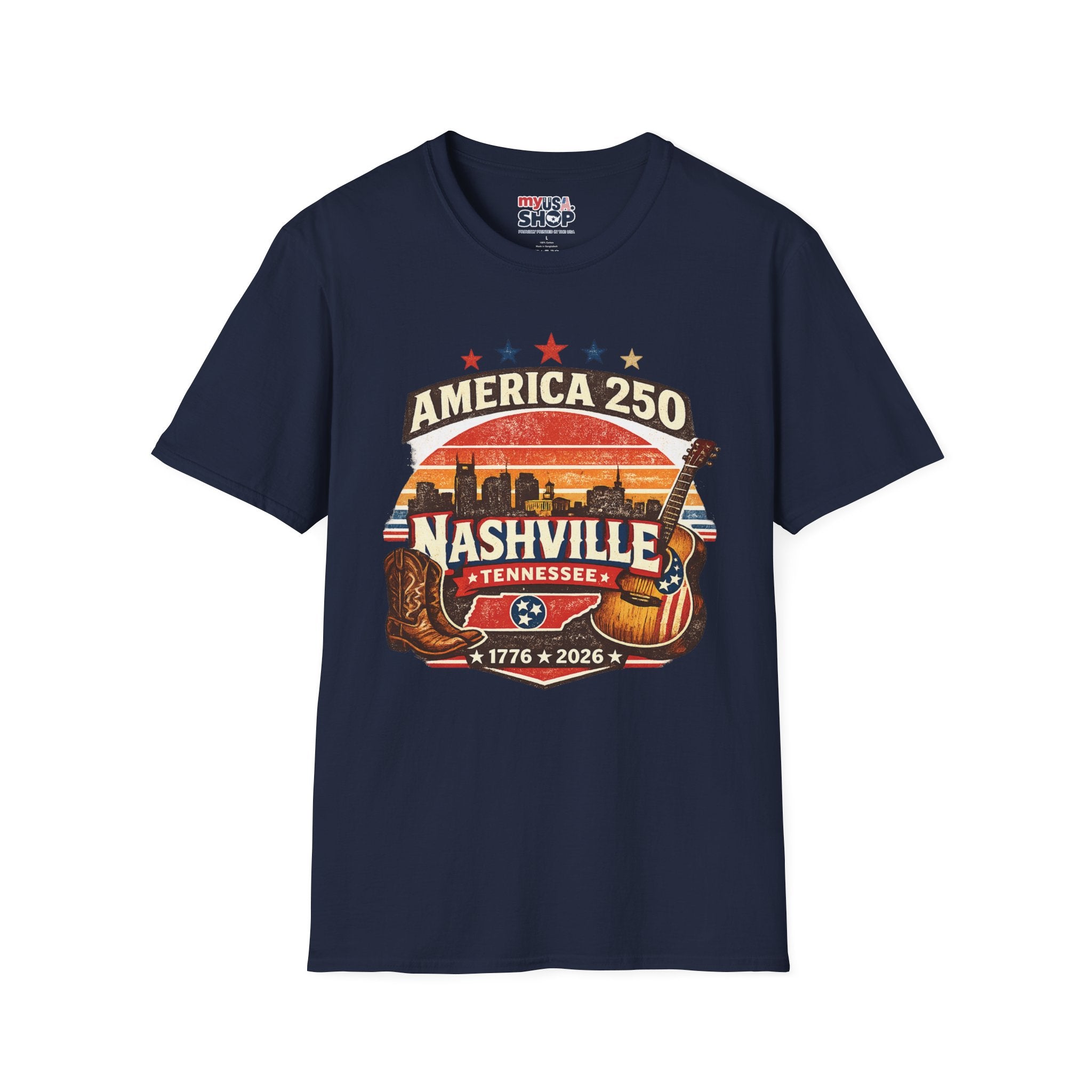 America 250 Nashville Tennessee T-Shirt — Patriotic Music City Graphic Tee