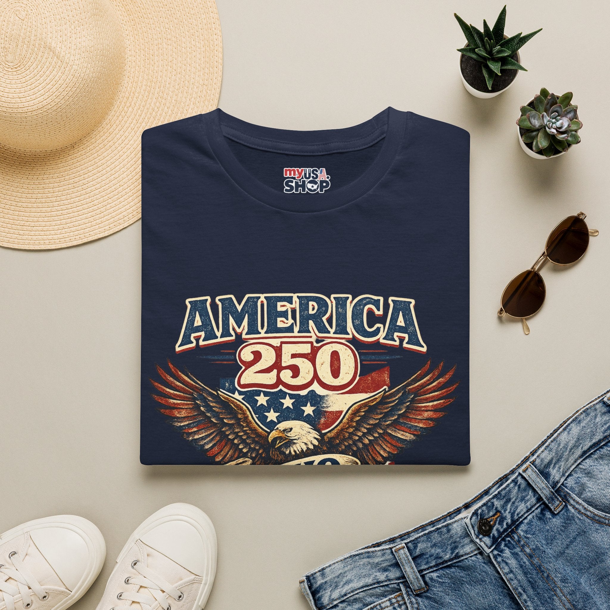 America 250 – Ohio Eagle Ribbon 1776–2026 Vintage Tee Desig