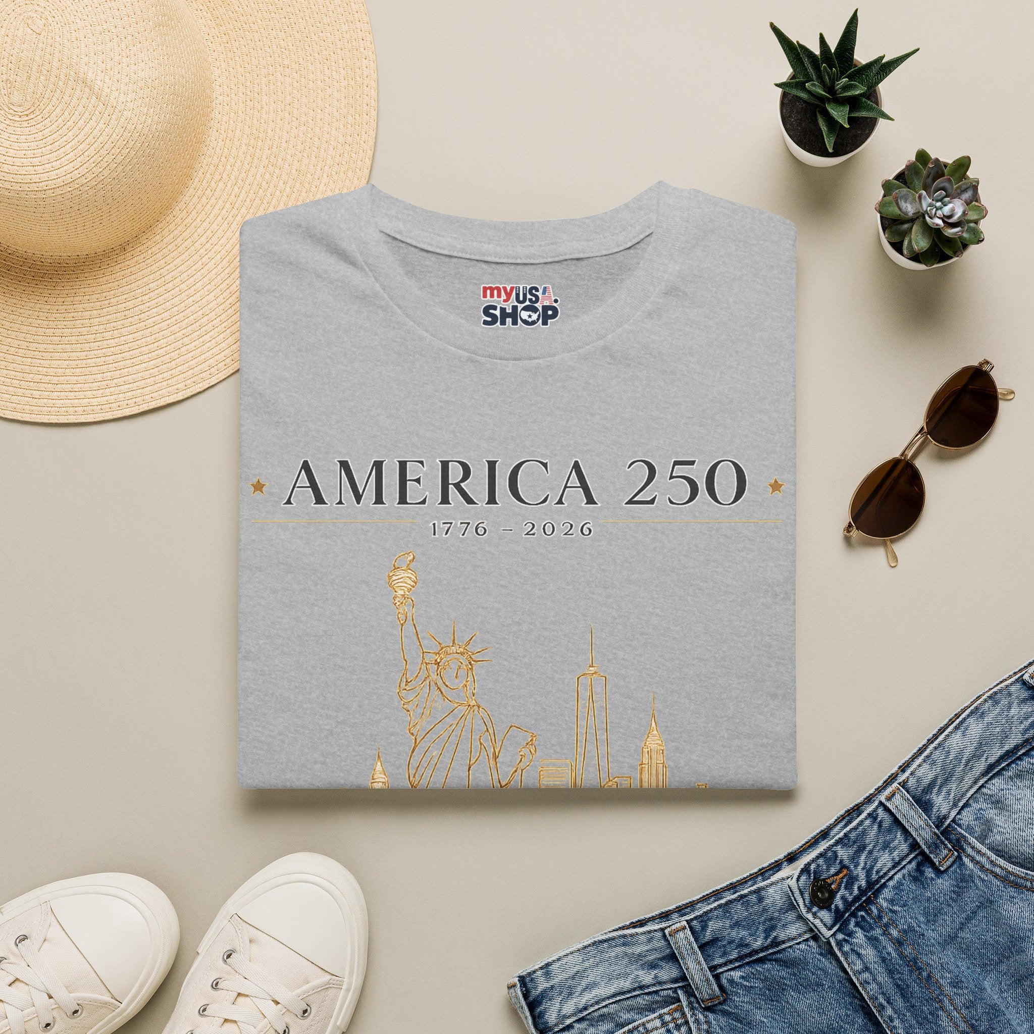 America 250 — USA Commemorative Tee (New York Statue of Liberty Design)