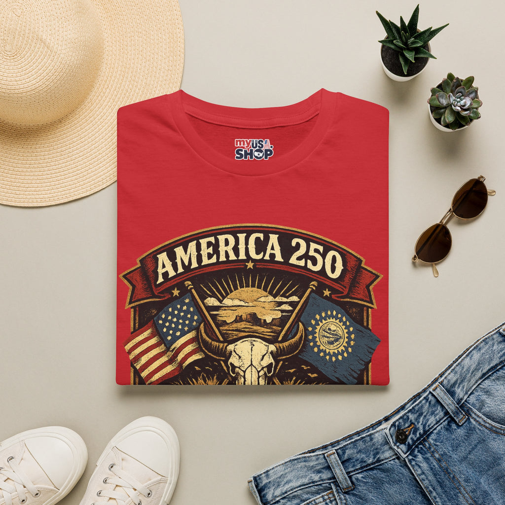 America 250 South Dakota T-Shirt — Western Skull Heritage Graphic Tee