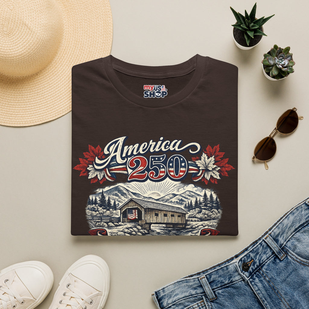 America 250 Vintage T-Shirt — Vermont Patriotic Vermont Mountains Tee