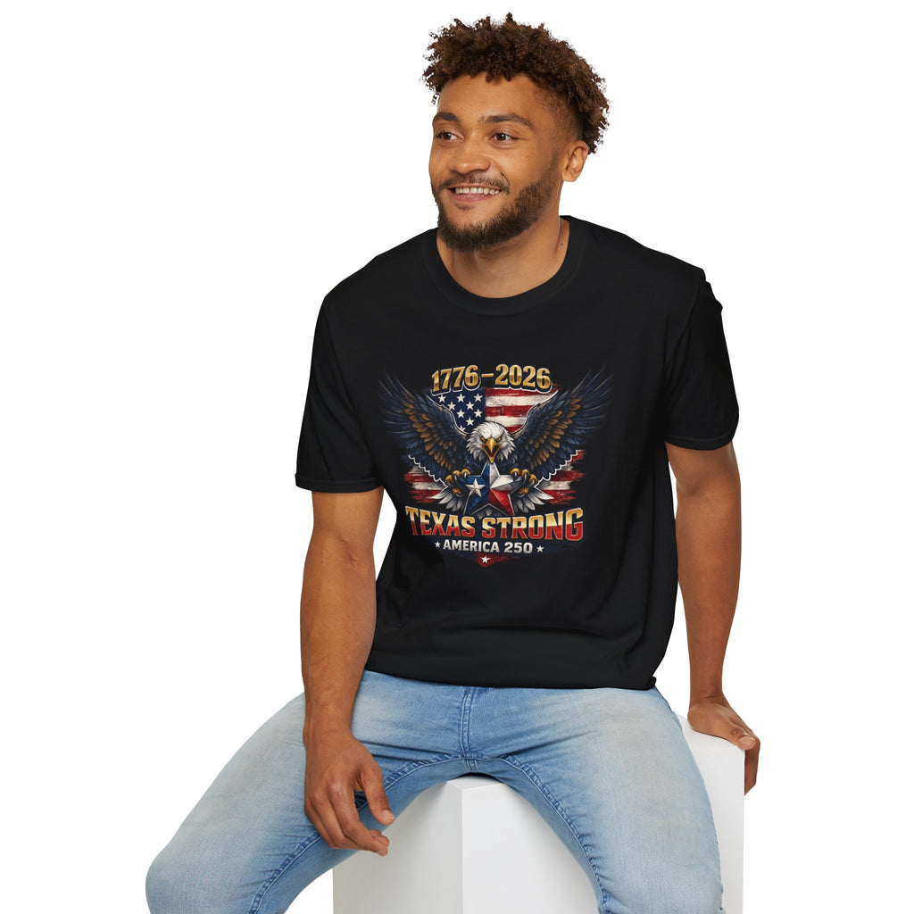 America 250 Texas Shirt — Texas Strong Patriotic Eagle Graphic Tee