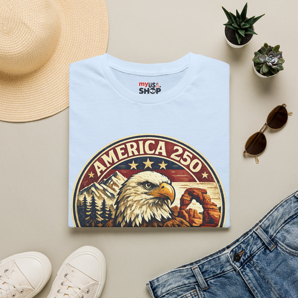 America 250 Utah State Tee — Land of Freedom Eagle Graphic Shirt