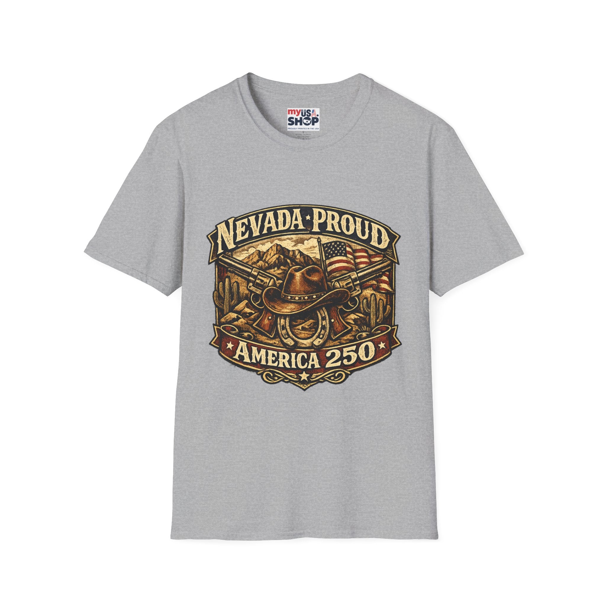 America 250 Nevada Proud T-Shirt — Vintage American Western Design