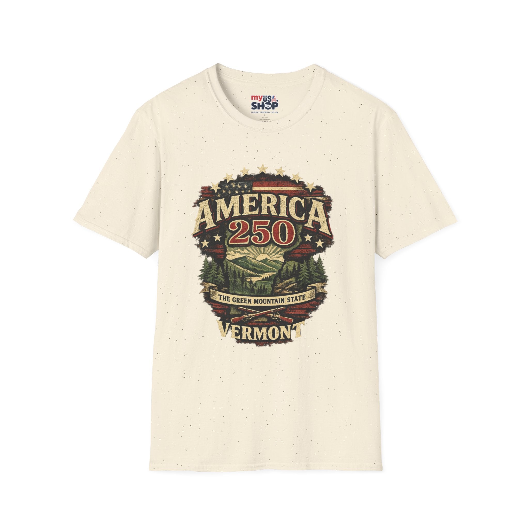 America 250 – Vermont “The Green Mountain State” Vintage Tee Design