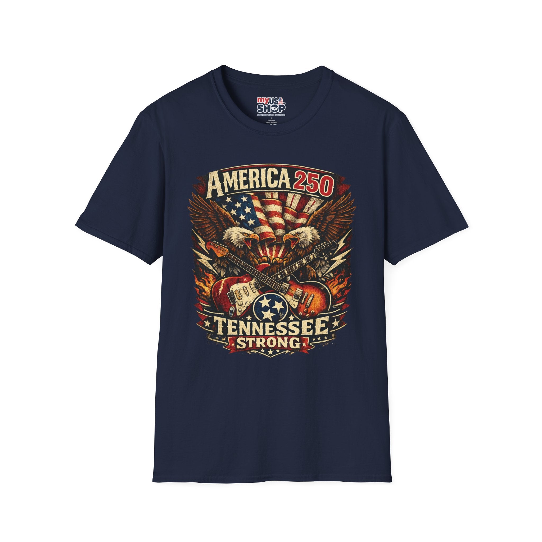 America 250 Tennessee Shirt — Tennessee Strong Patriotic Music Graphic Tee