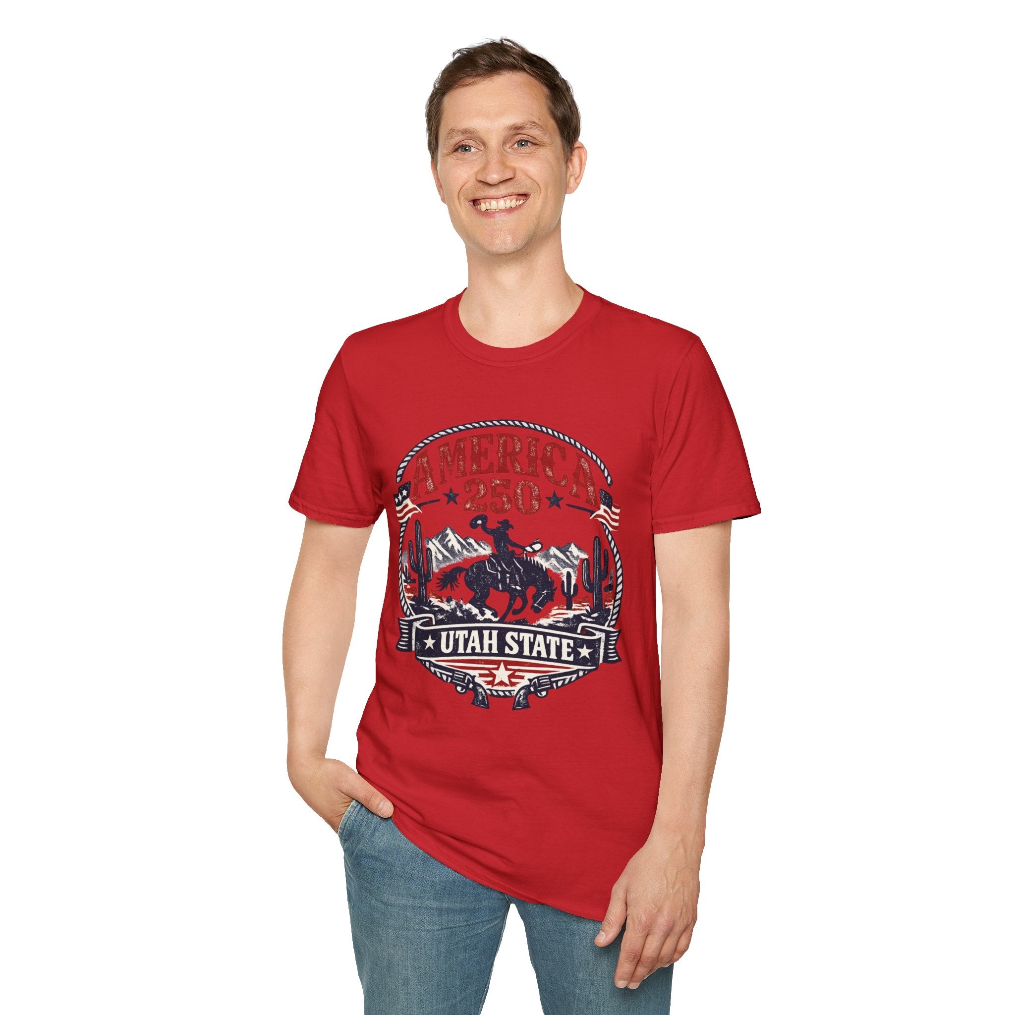 America 250 Utah State Shirt — Retro Rodeo Freedom Graphic Tee