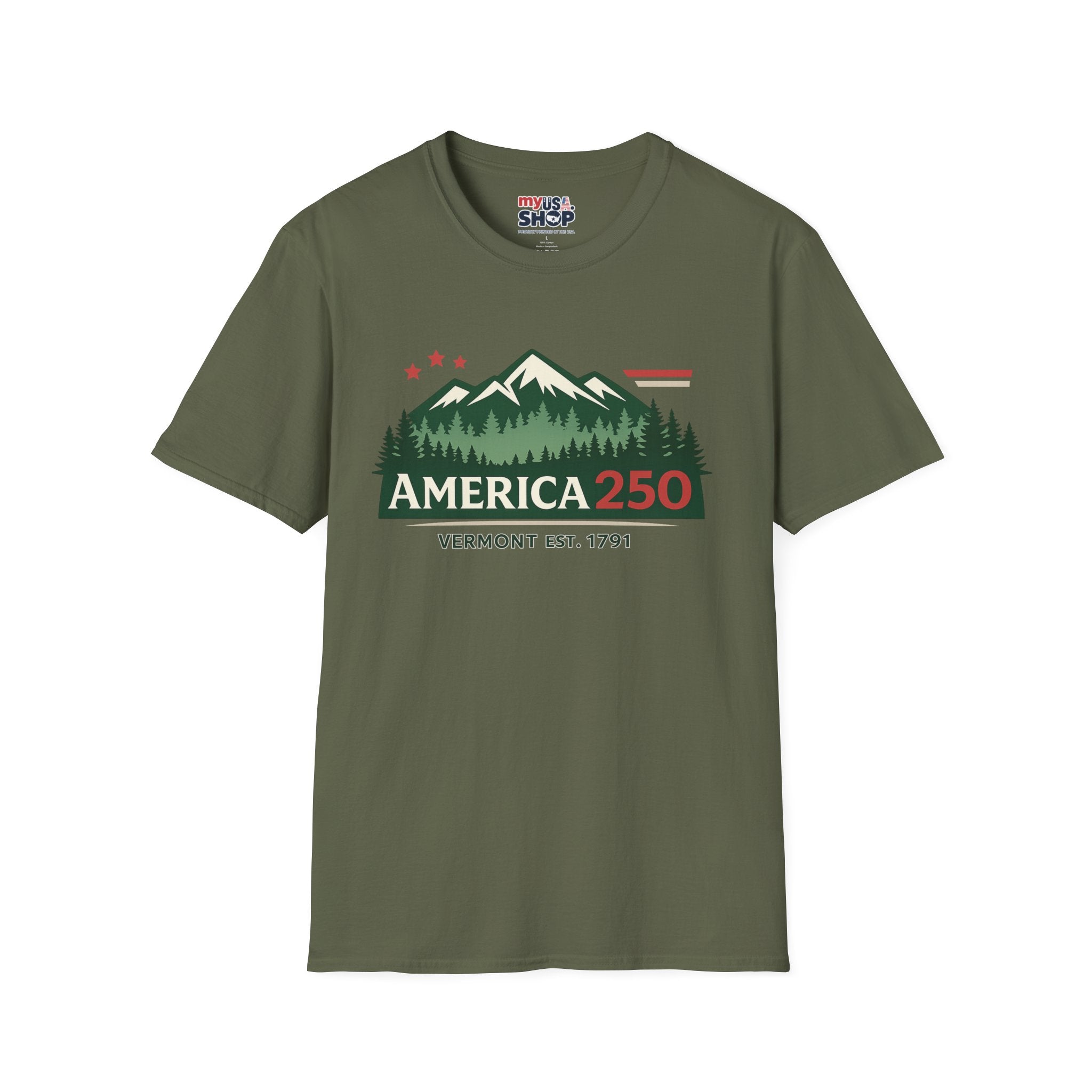 America 250 – Vermont Est. 1791 Mountain Star Vintage Tee Design