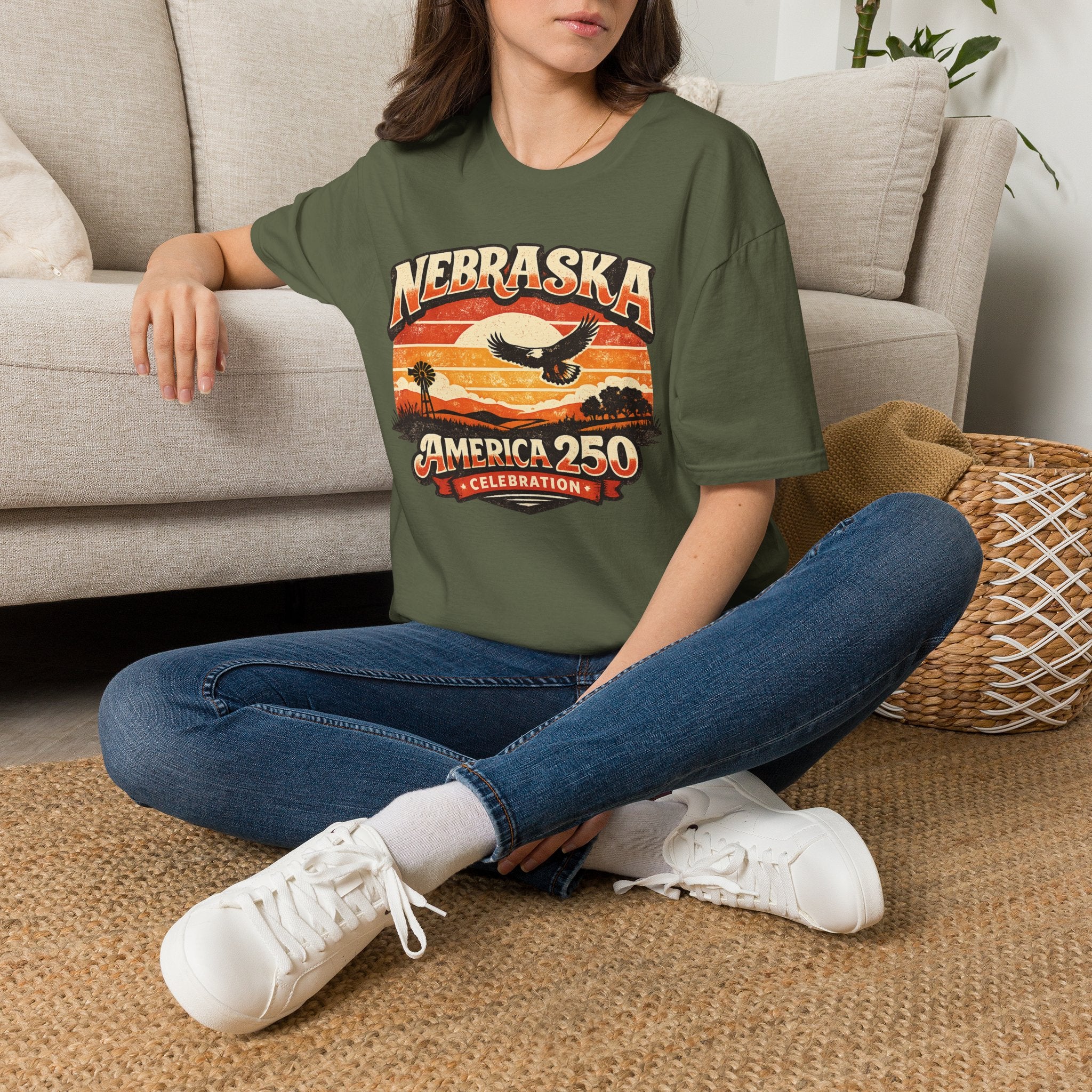 Nebraska America 250 Retro Sunset T-Shirt