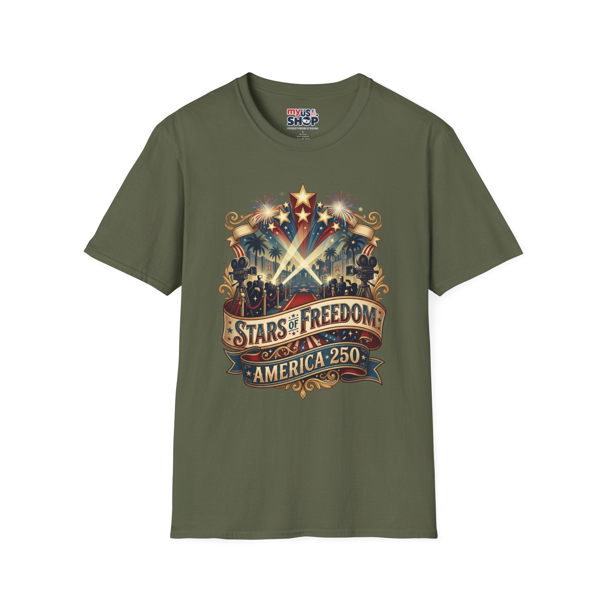 Stars of Freedom T‑Shirt — America 250 Patriotic Celebration Tee Pop Culture