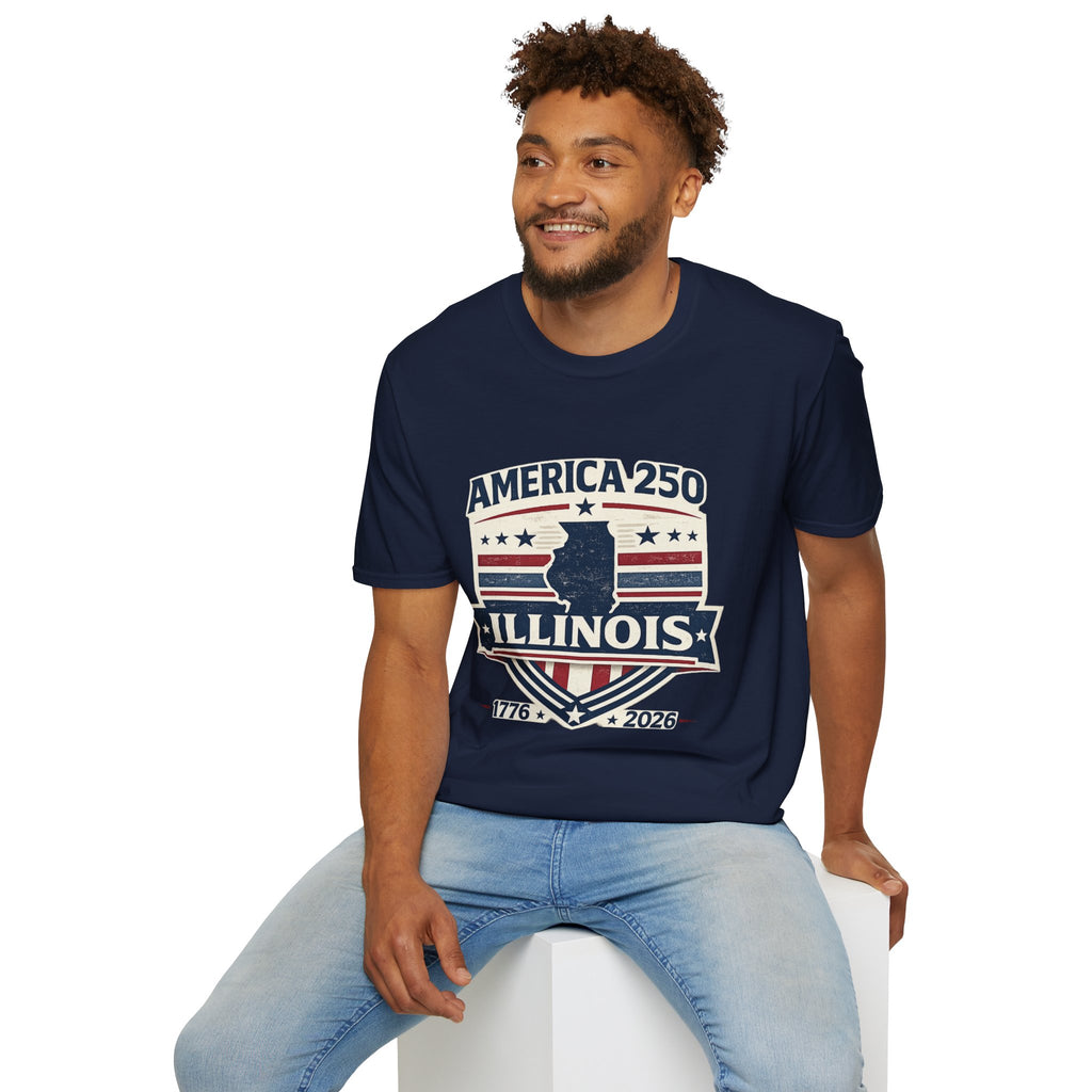 America 250 Illinois T-Shirt — 1776–2026 Bicentennial USA State Pride Tee