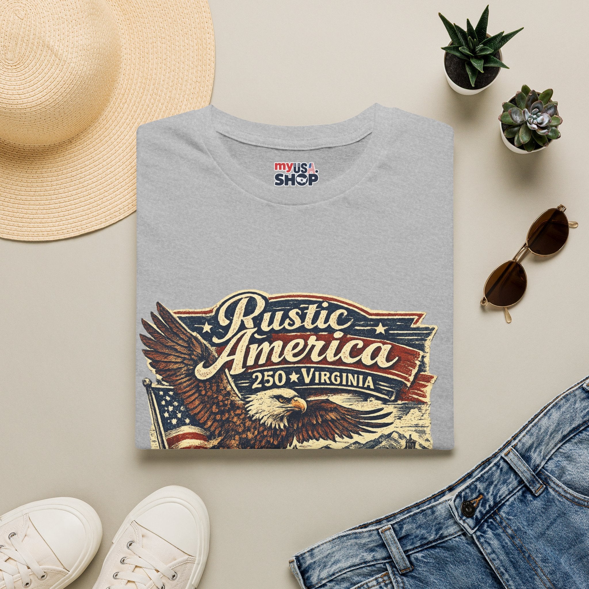 America 250 Virginia Eagle T‑Shirt — Heritage & Freedom Vintage Design