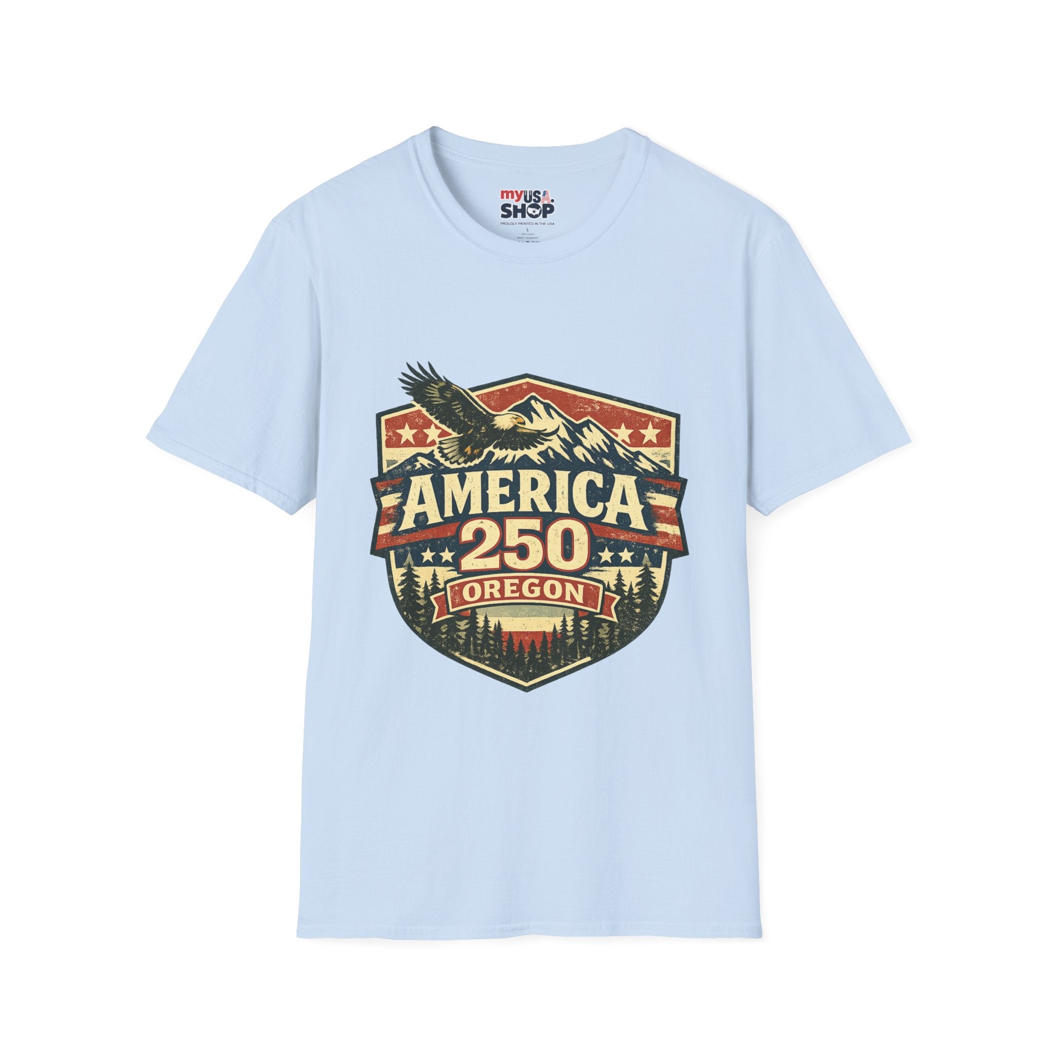 America 250 Shirt —Oregon  Mountain Eagle Wilderness Badge Tee