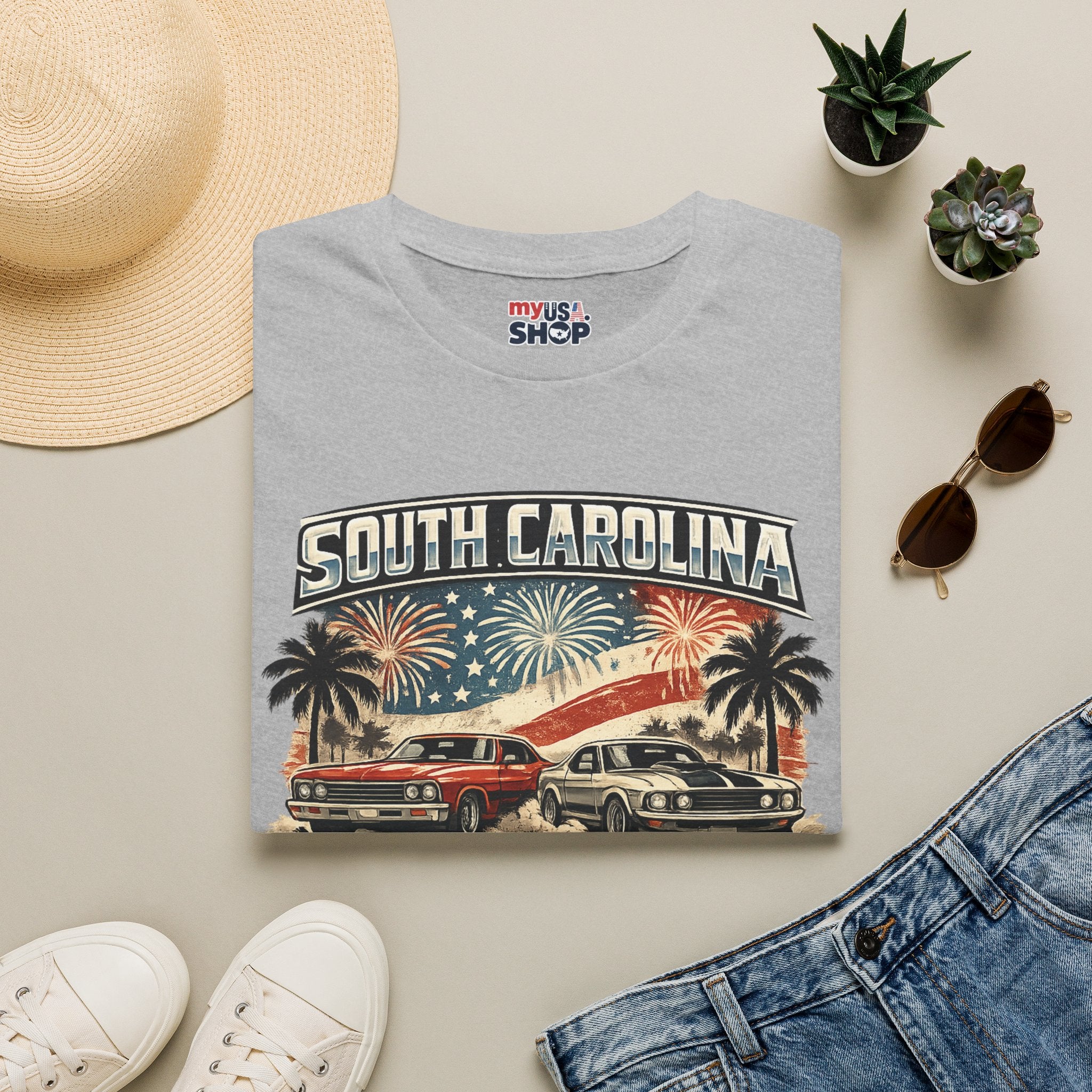 America 250 South Carolina Retro Fireworks T-Shirt