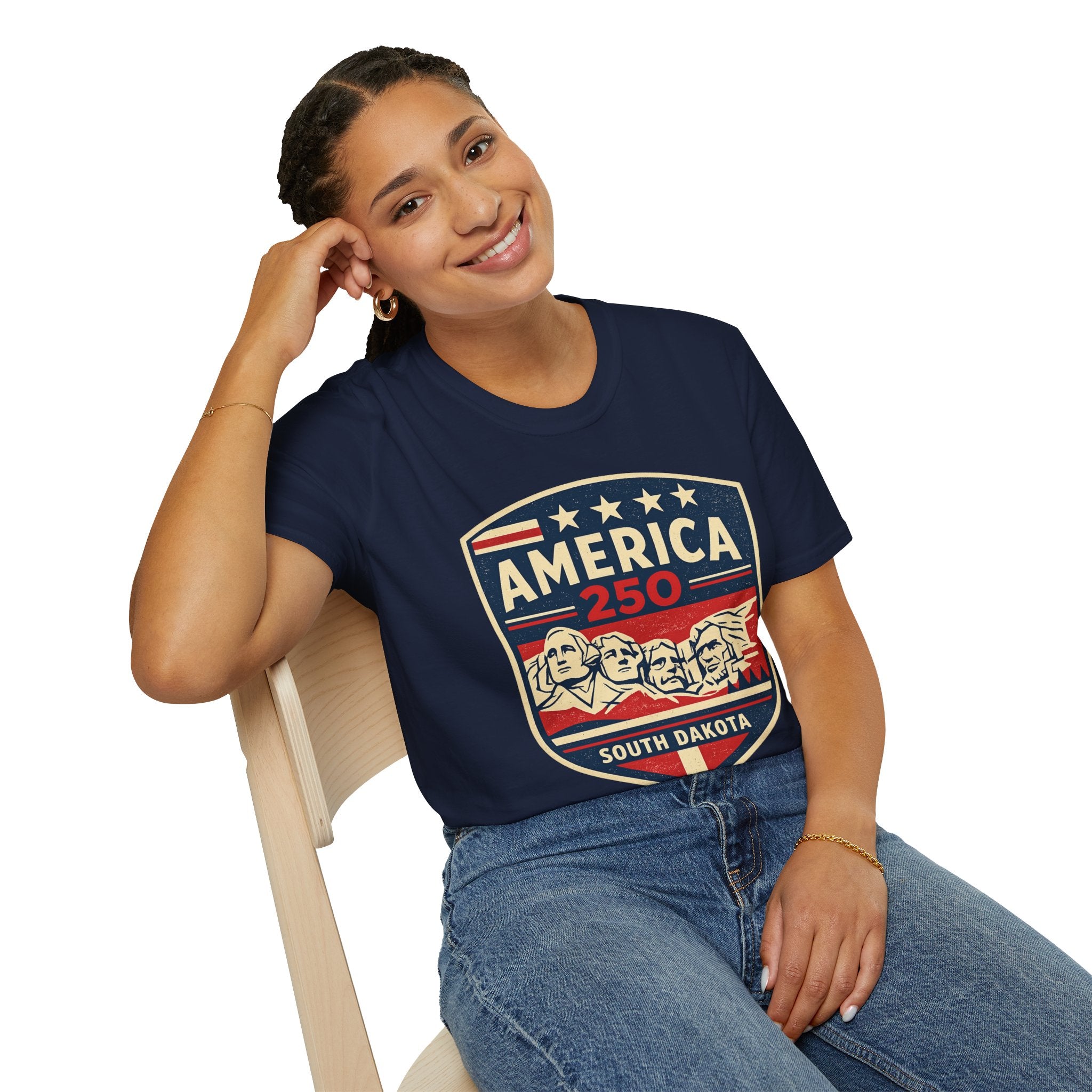 America 250 South Dakota Shirt — Retro Mount Rushmore USA Graphic Tee