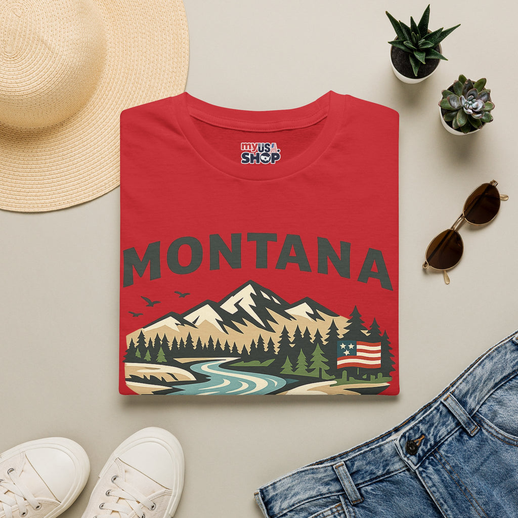 America 250 x Montana Mountain Scenic T-Shirt — Retro Nature Design