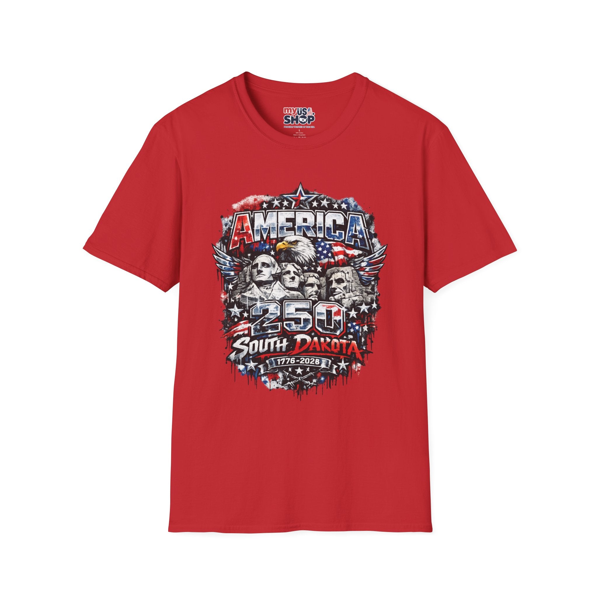 America 250 South Dakota Shirt — Patriotic Eagle & Mount Rushmore Graphic Tee