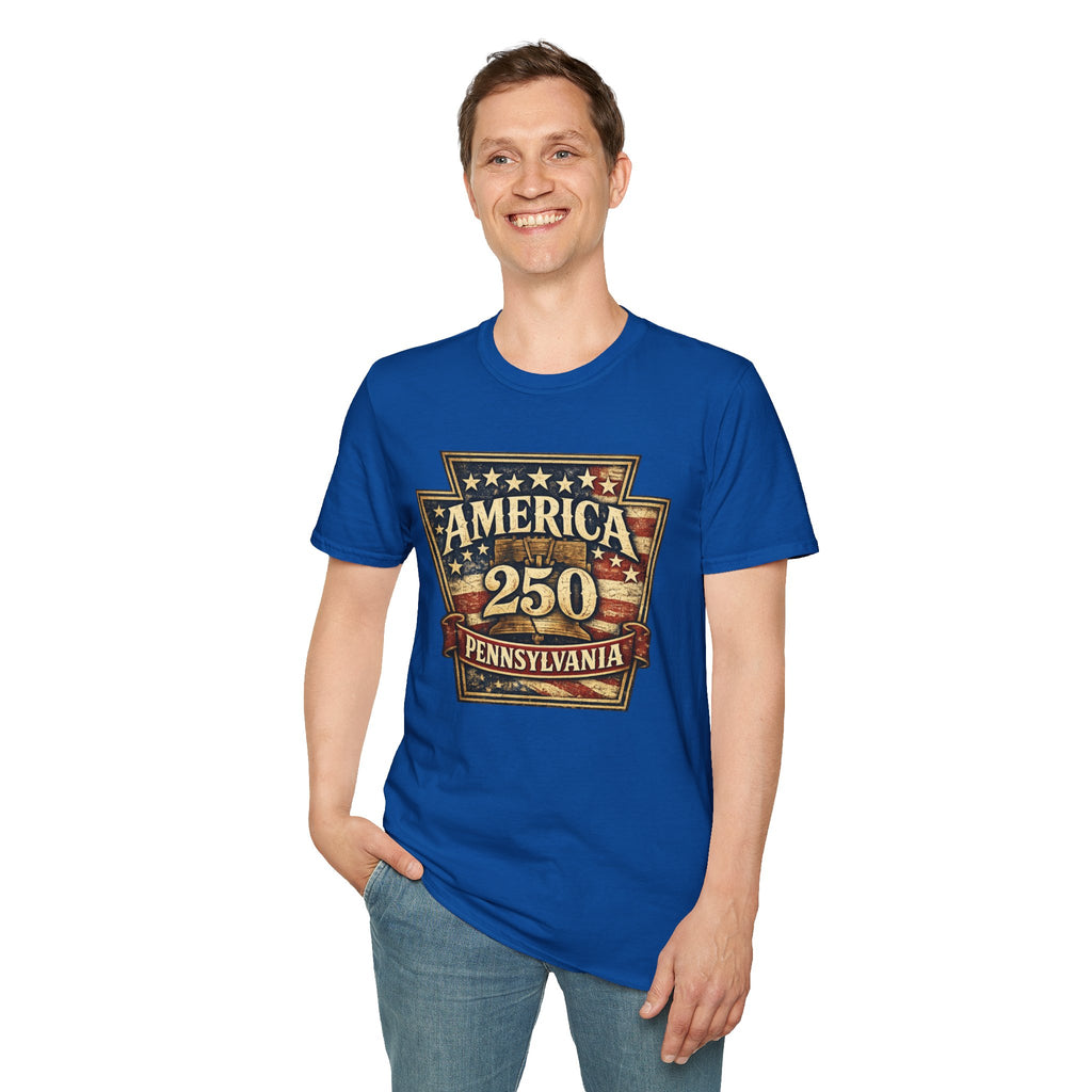 Pennsylvania America 250 Shirt — Keystone State Vintage Badge Graphic Tee