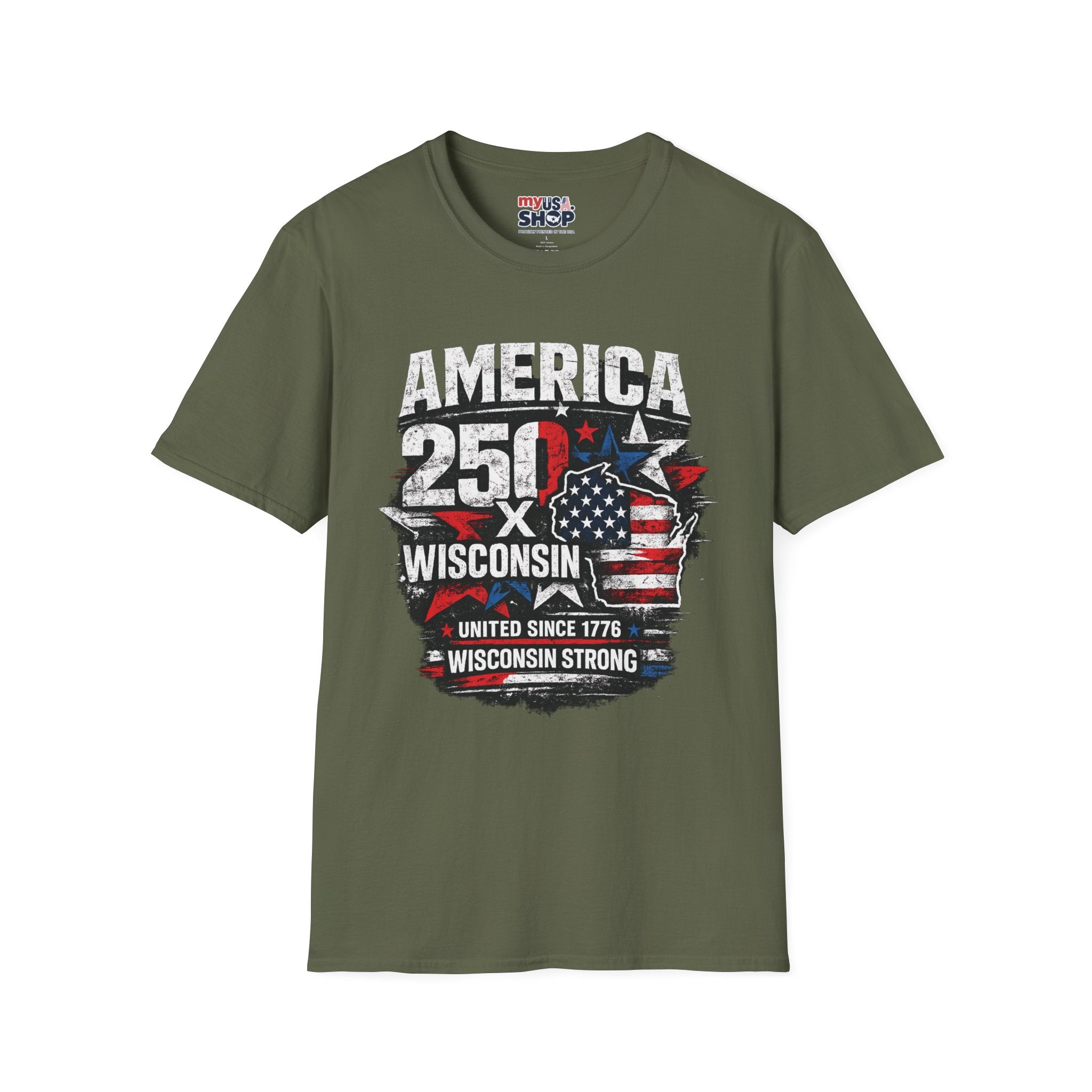 America 250 Wisconsin T-Shirt — USA 1776 Celebration Tee