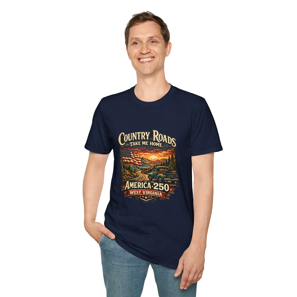 America 250 T-Shirt — "Take Me Home" West Virginia Scenic Graphic Tee