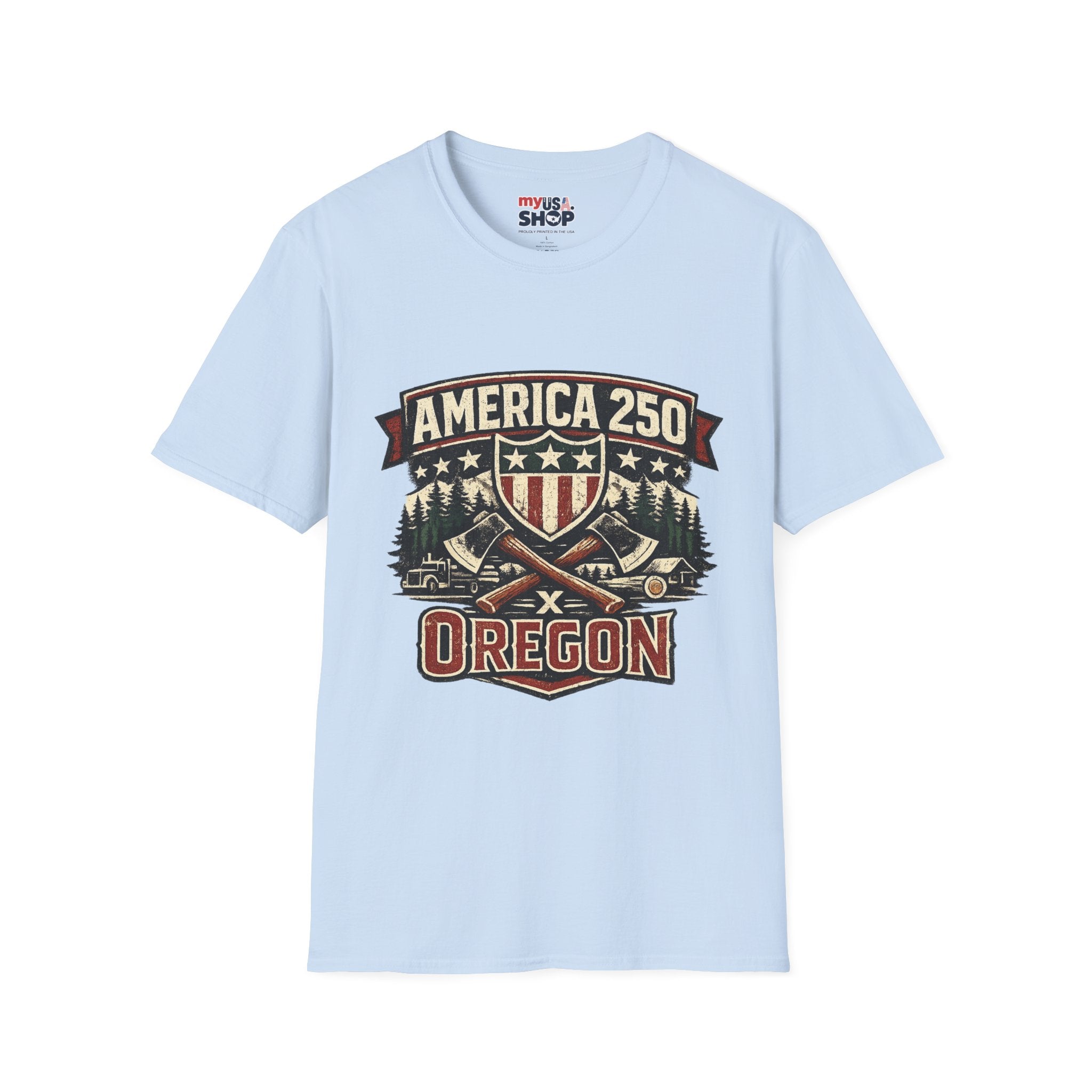 America 250 Shirt —Oregon  Rustic Timber Heritage Graphic Tee