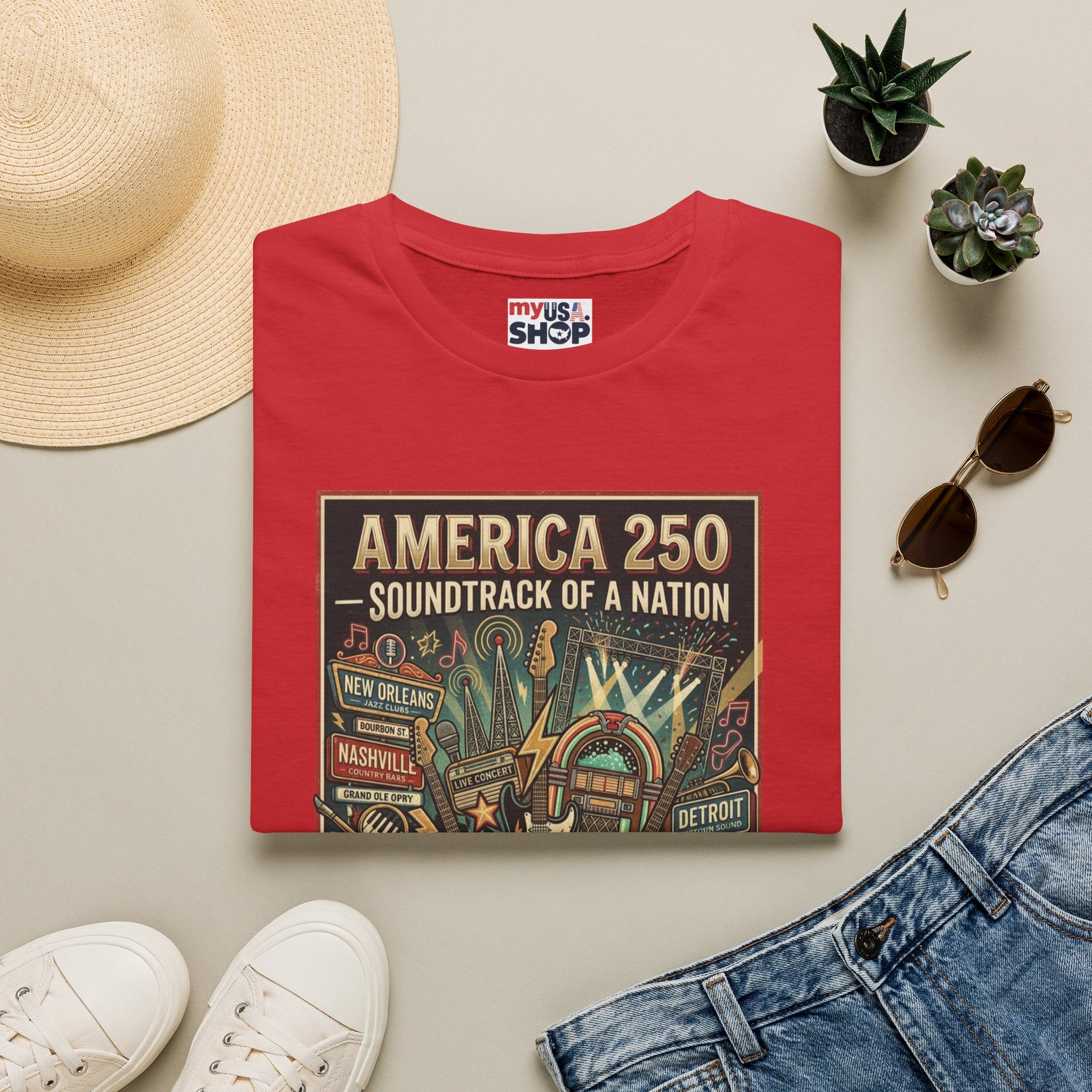 America 250 "Soundtrack of a Nation" T-Shirt — Patriotic Music Festival Tee Pop Culture
