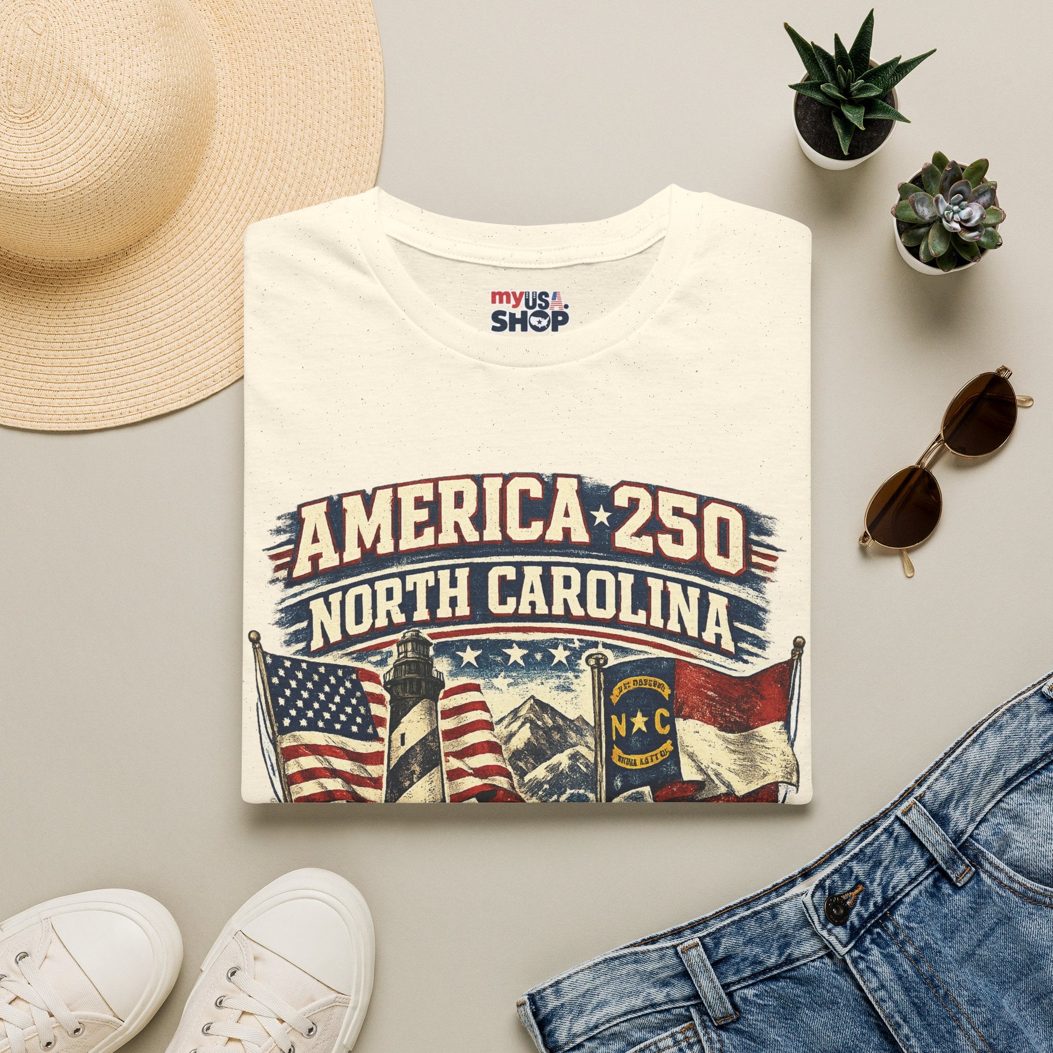 America 250 North Carolina T-Shirt — 1776–2026 Patriotic State Pride Tee