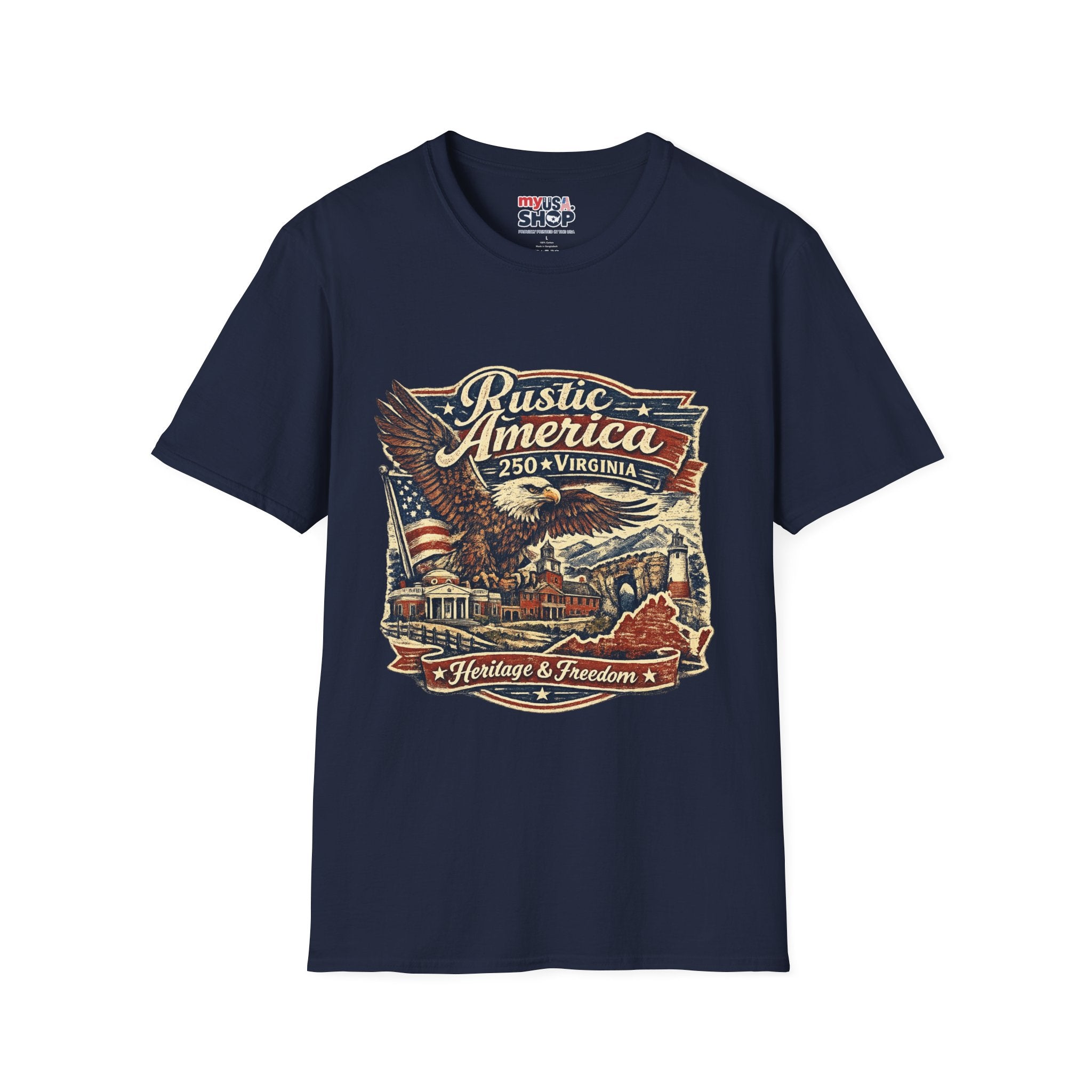 America 250 Virginia Eagle T‑Shirt — Heritage & Freedom Vintage Design