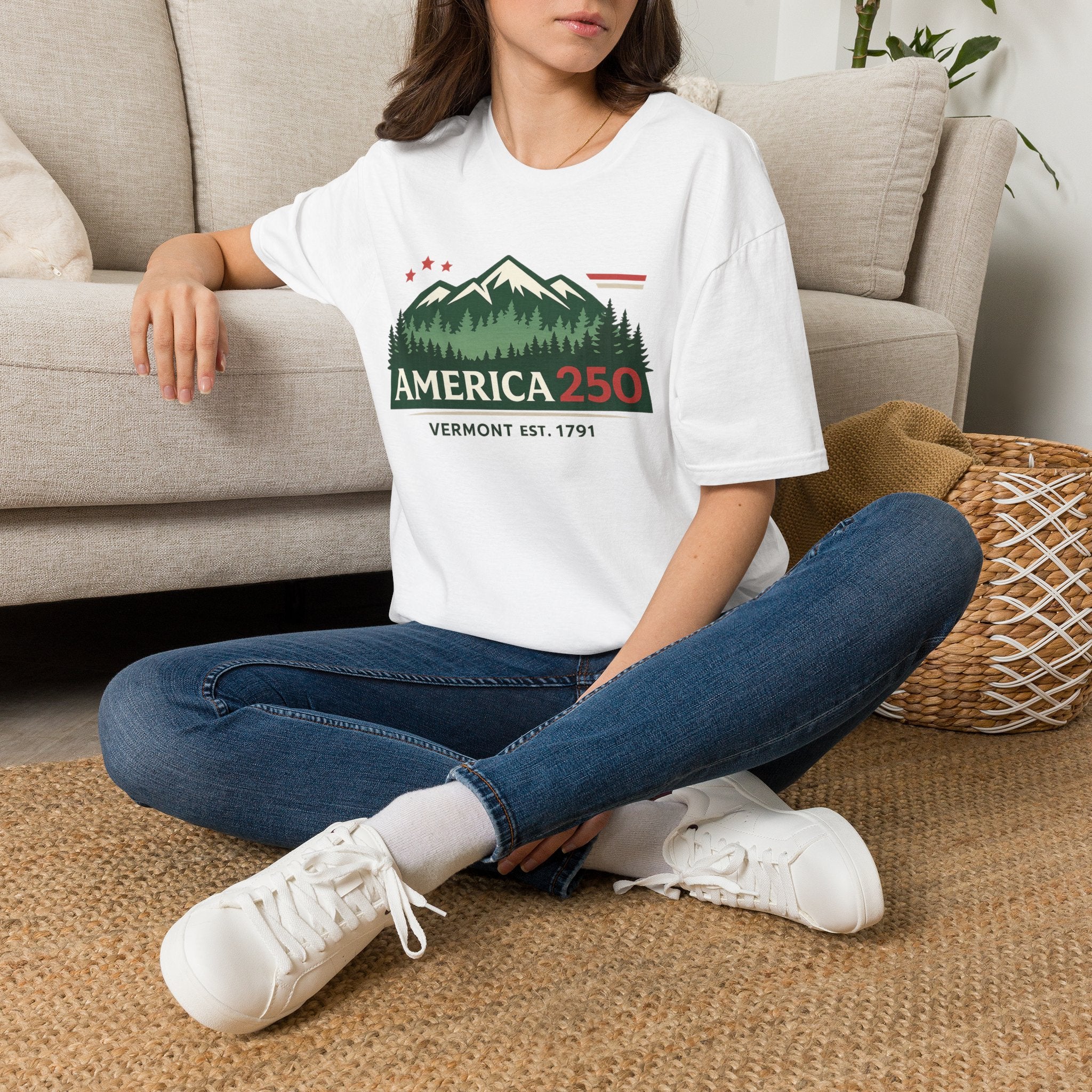 America 250 – Vermont Est. 1791 Mountain Star Vintage Tee Design