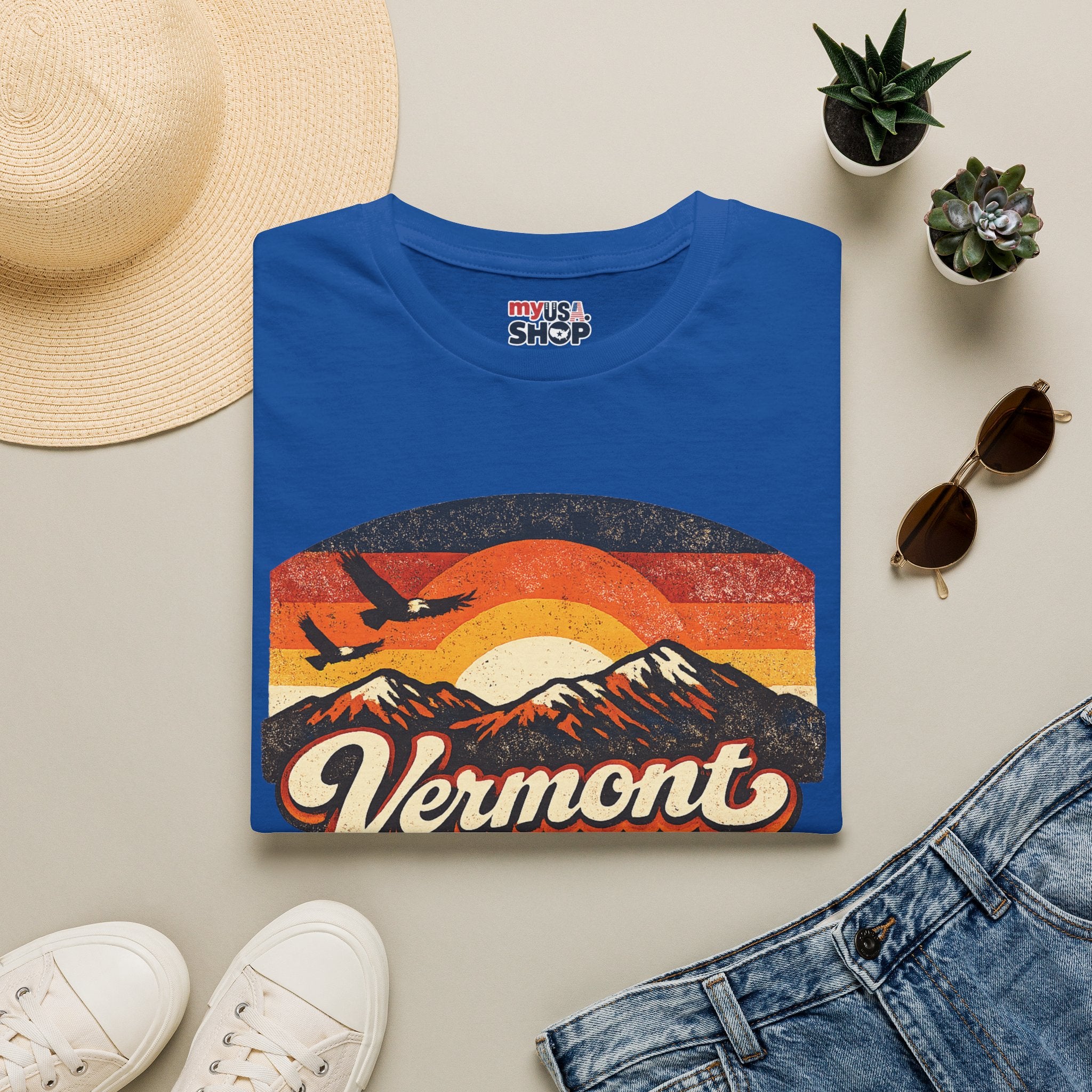 America 250 – Vermont Eagle Mountain Sunset Vintage Tee Design