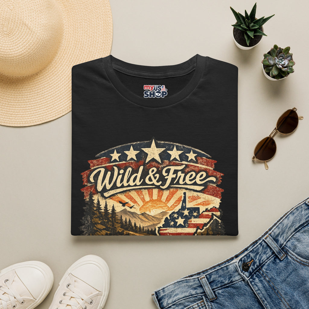 Wild & Free West Virginia T-Shirt — America 250 Mountain Sunset Tee
