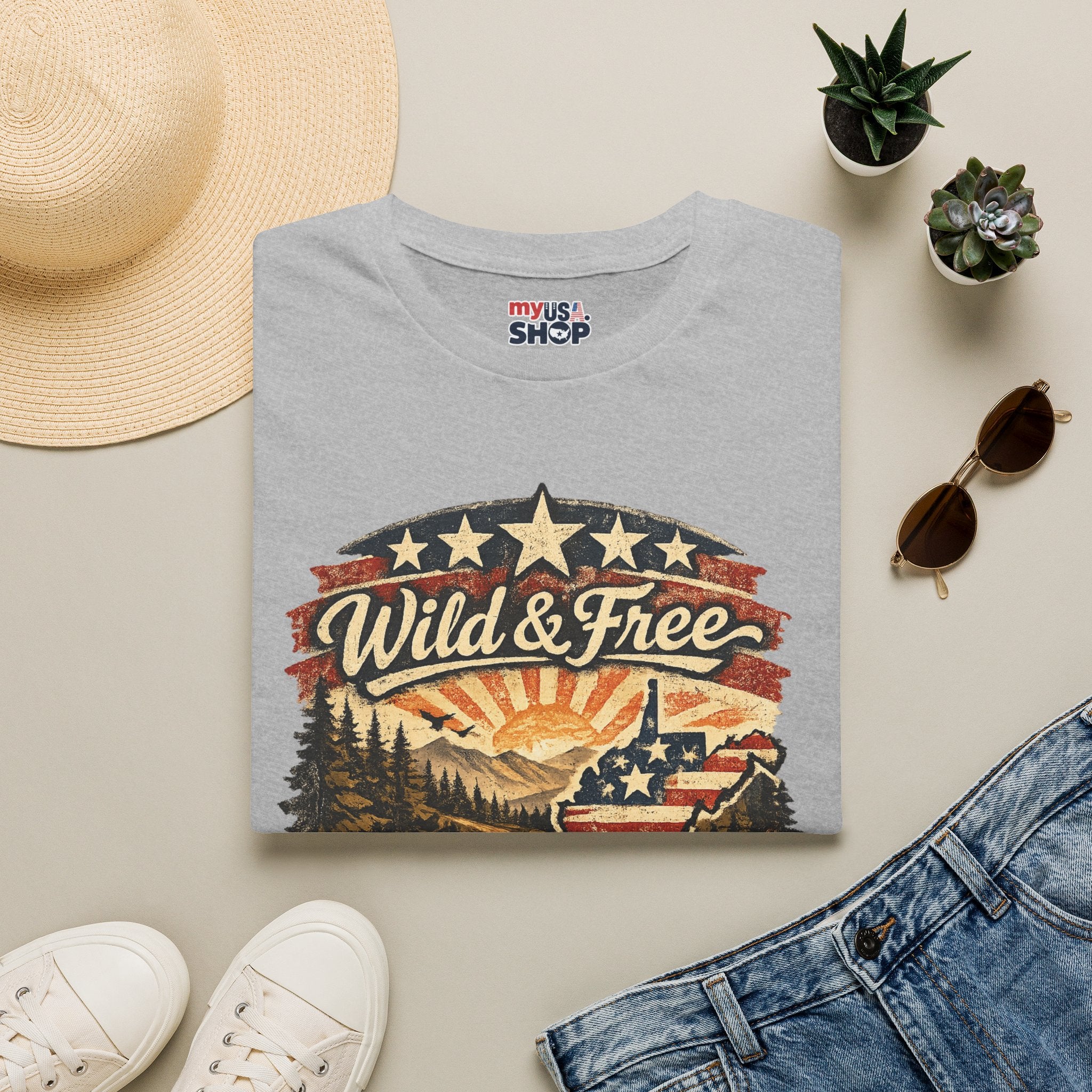 Wild & Free West Virginia T-Shirt — America 250 Mountain Sunset Tee