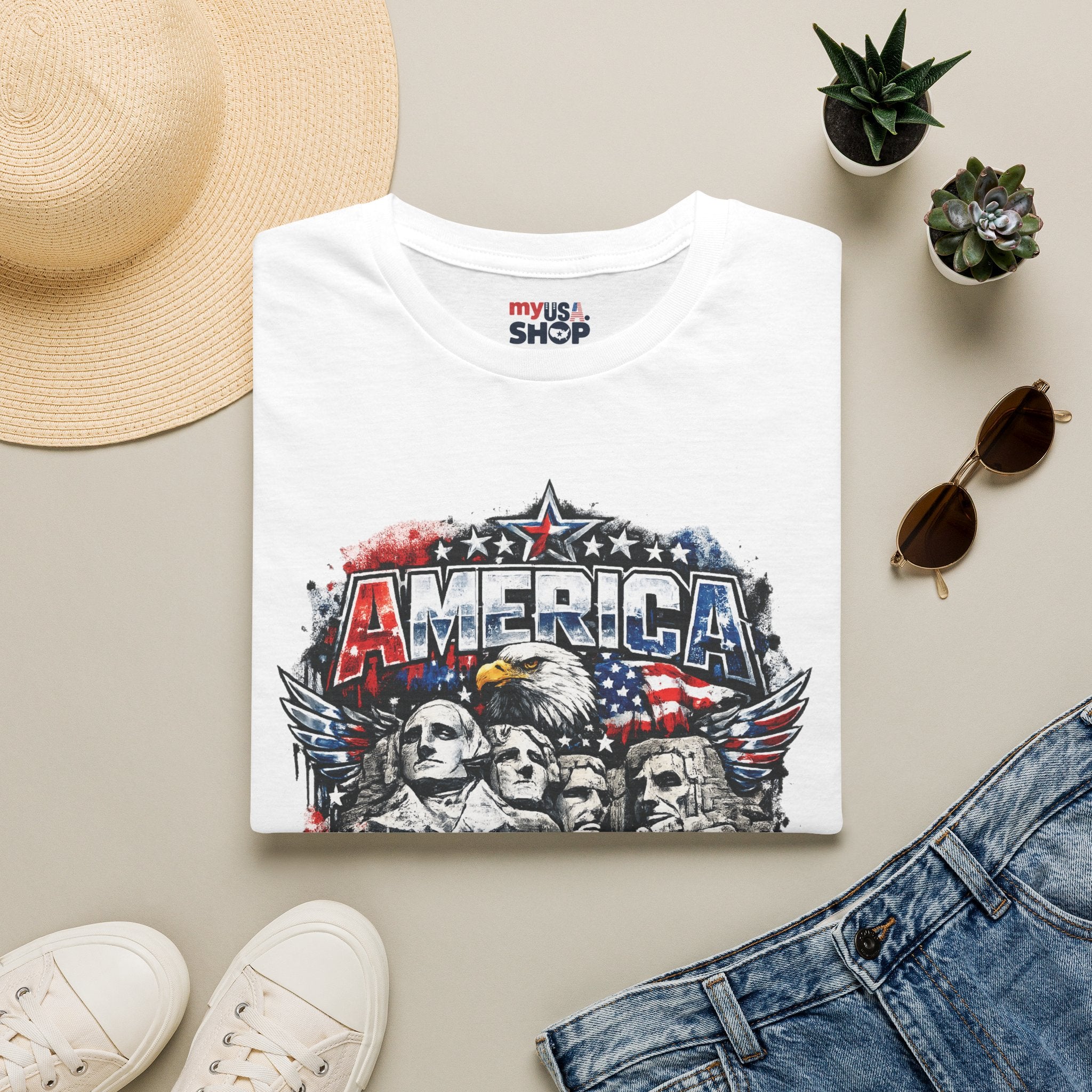 America 250 South Dakota Shirt — Patriotic Eagle & Mount Rushmore Graphic Tee