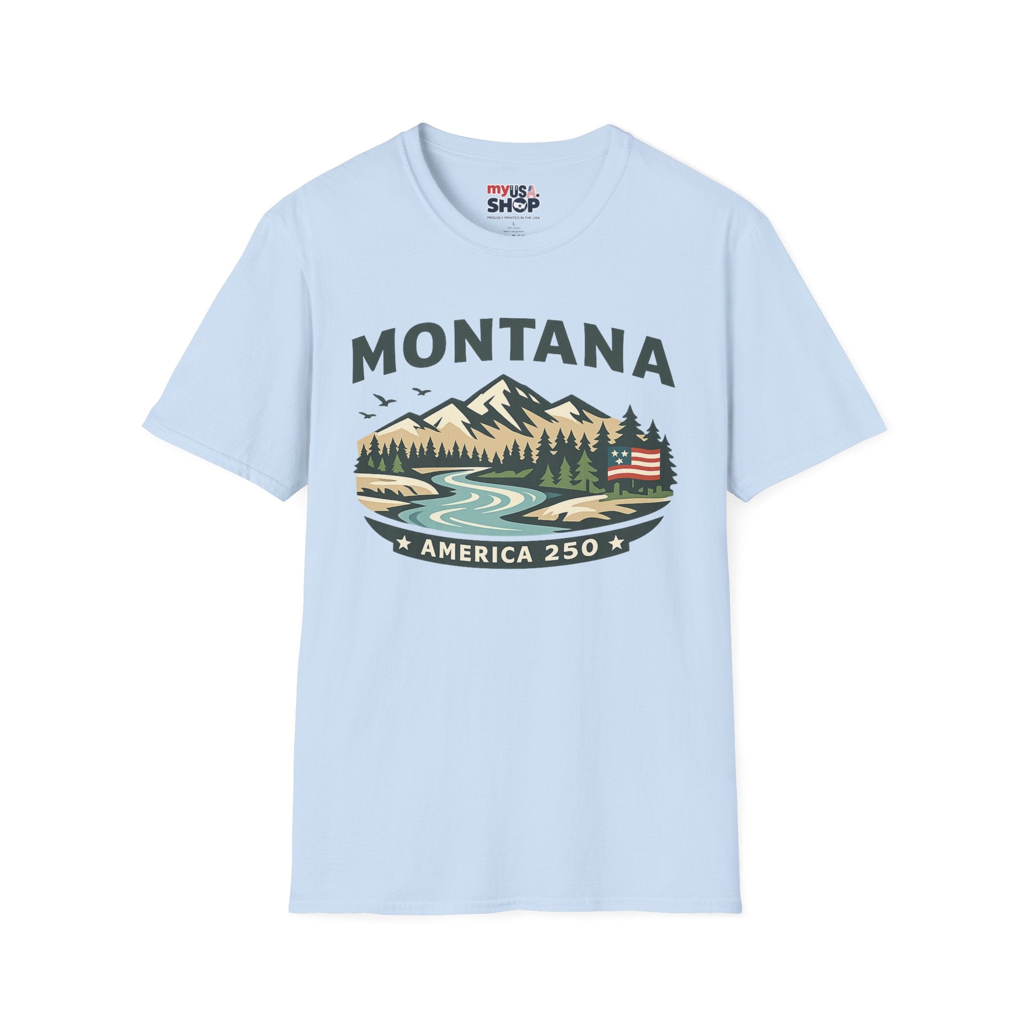 America 250 x Montana Mountain Scenic T-Shirt — Retro Nature Design