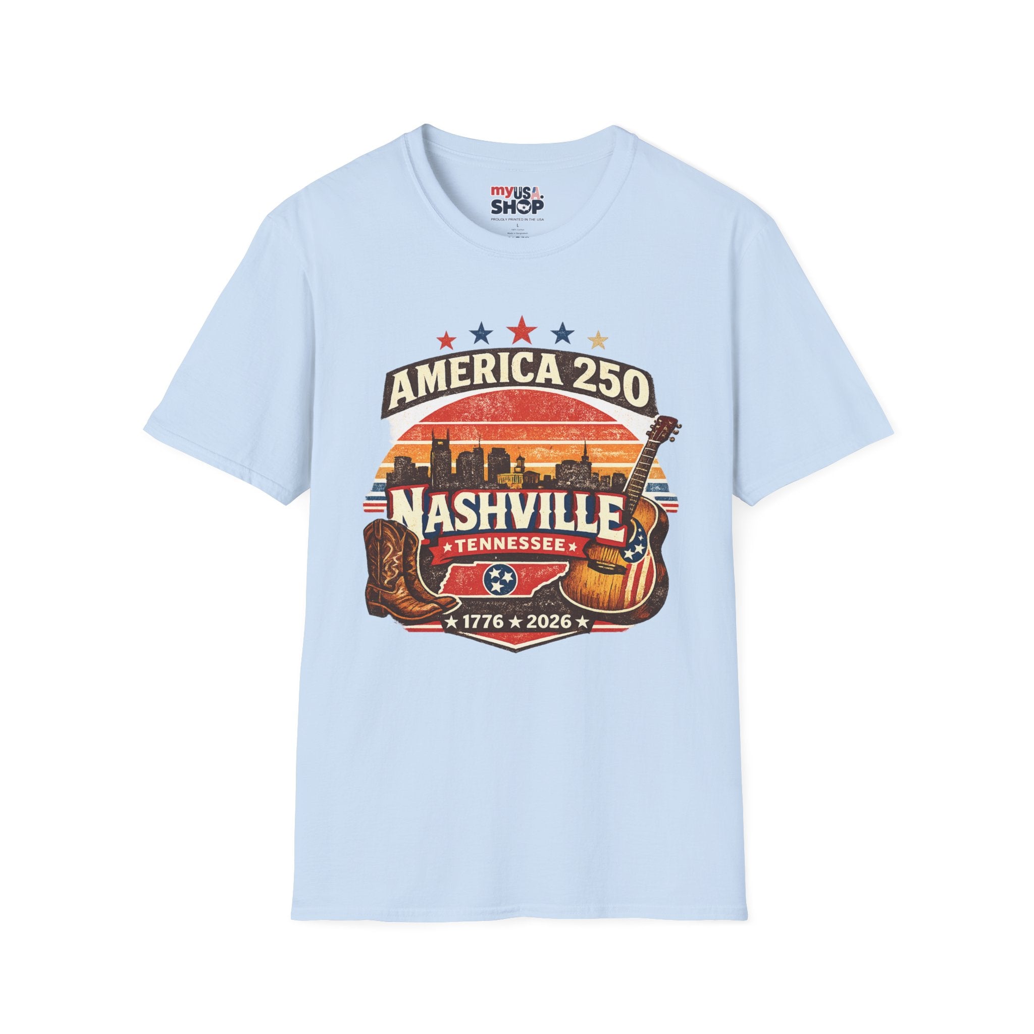 America 250 Nashville Tennessee T-Shirt — Patriotic Music City Graphic Tee