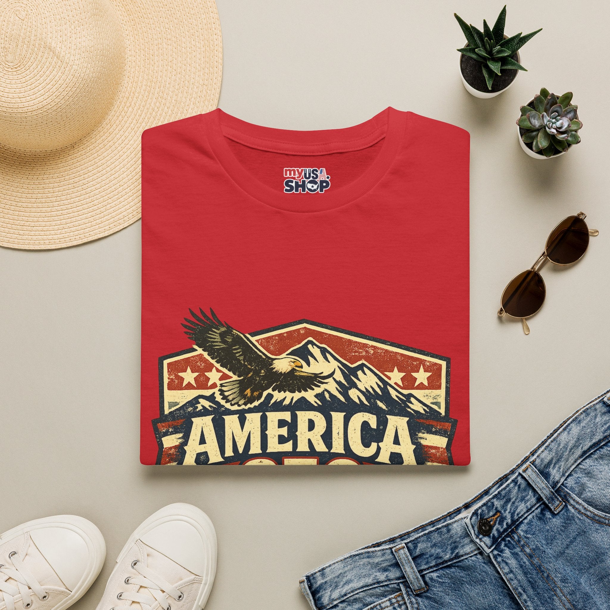 America 250 Shirt —Oregon  Mountain Eagle Wilderness Badge Tee