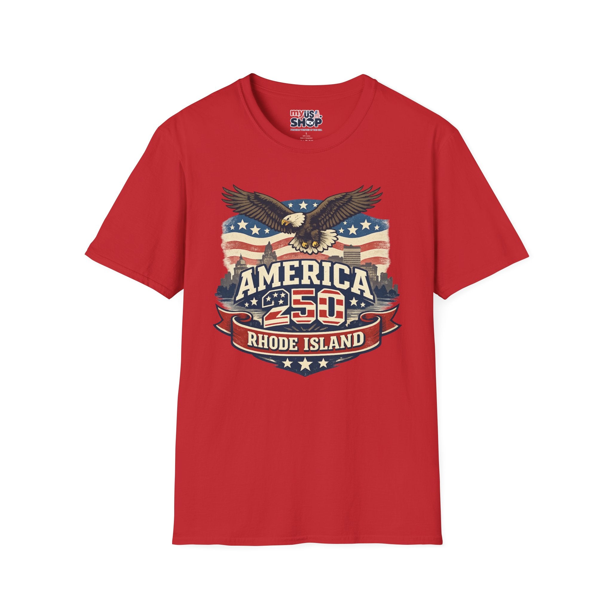 America 250 Rhode Island Eagle Shirt — Patriotic Skyline Graphic Tee
