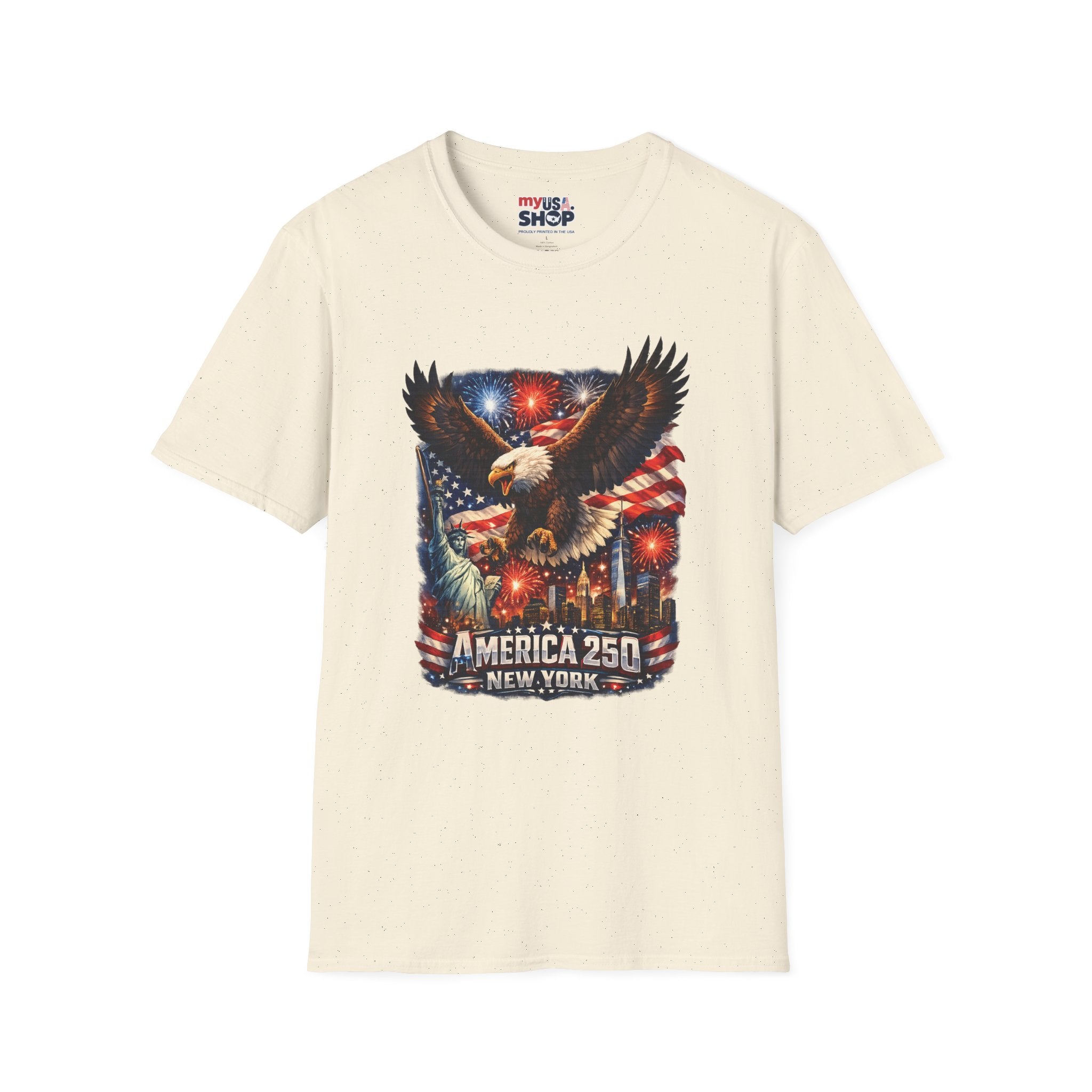 America 250 Patriotic Eagle T-Shirt — New York Fireworks Design