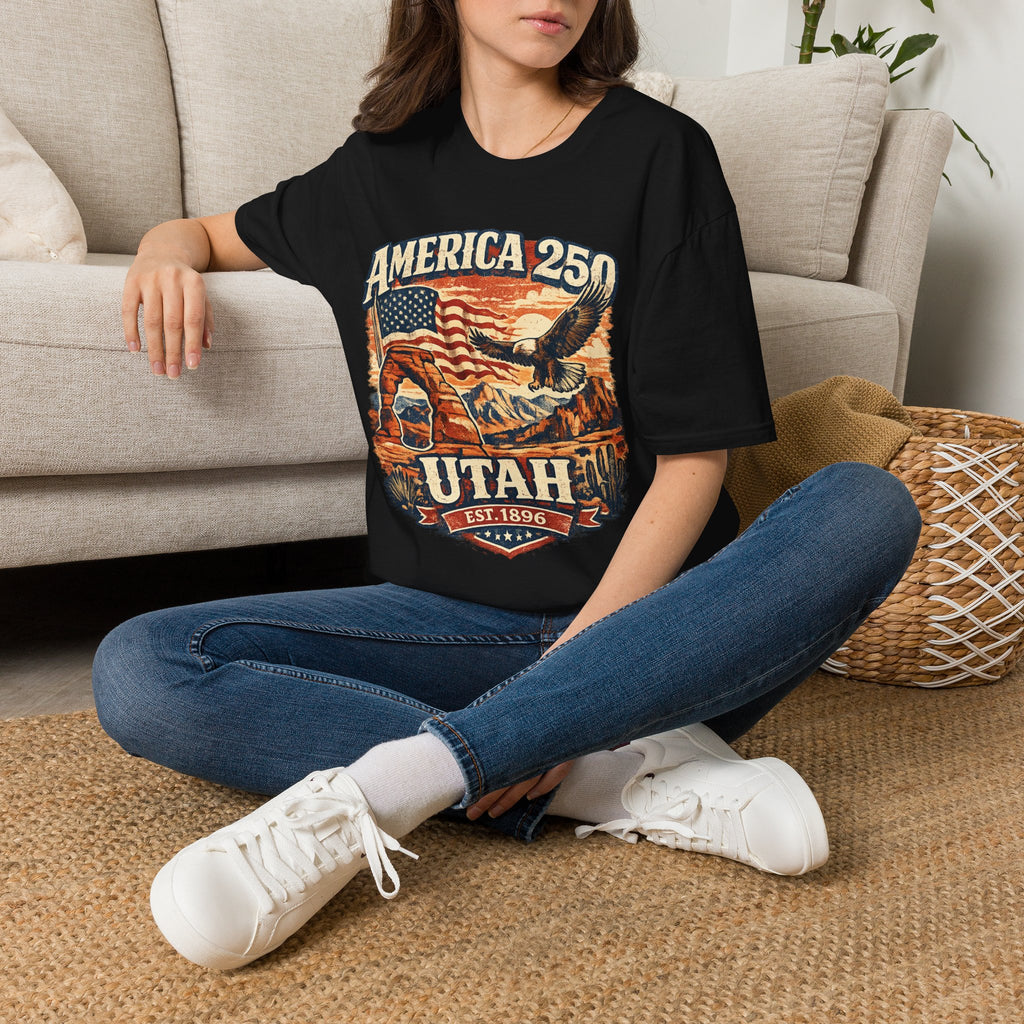 America 250 Utah T‑Shirt — Vintage Patriotic Eagle & Flag Tee