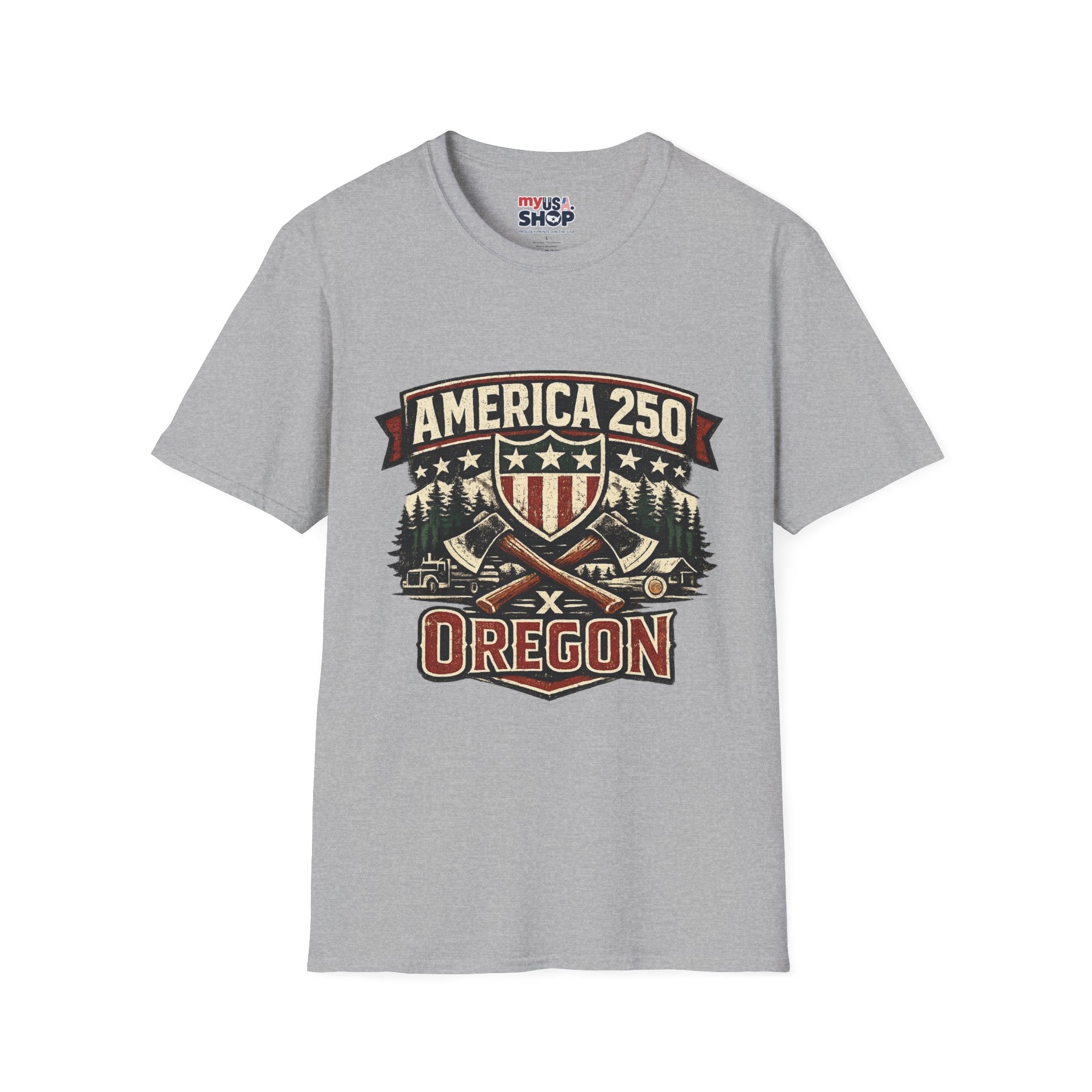 America 250 Shirt —Oregon  Rustic Timber Heritage Graphic Tee