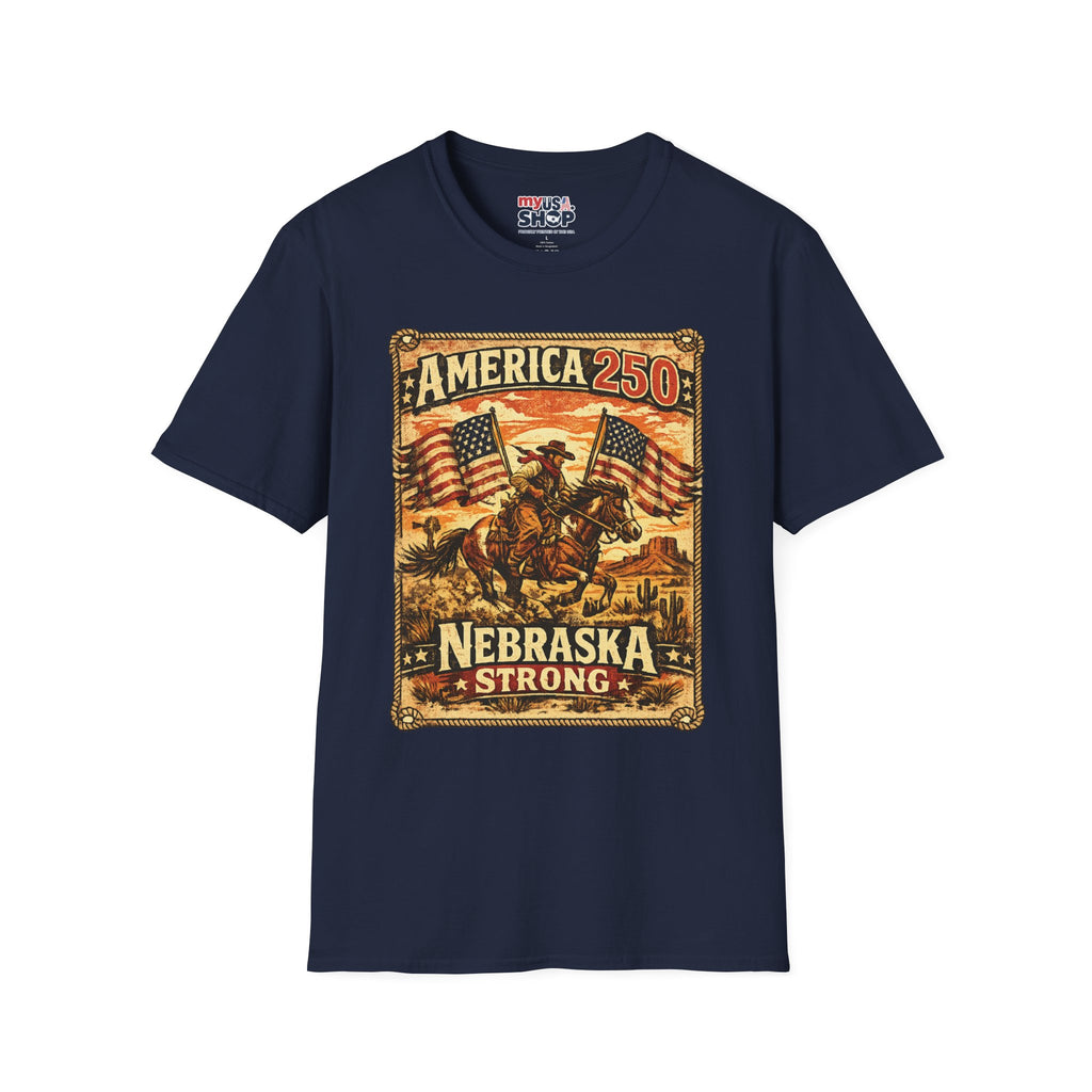 America 250 Nebraska Strong T-Shirt — Patriotic Centennial Retro Tee