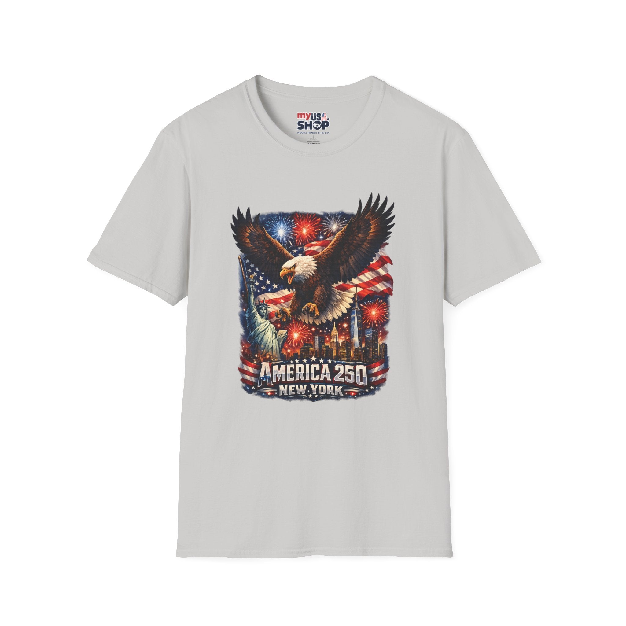 America 250 Patriotic Eagle T-Shirt — New York Fireworks Design